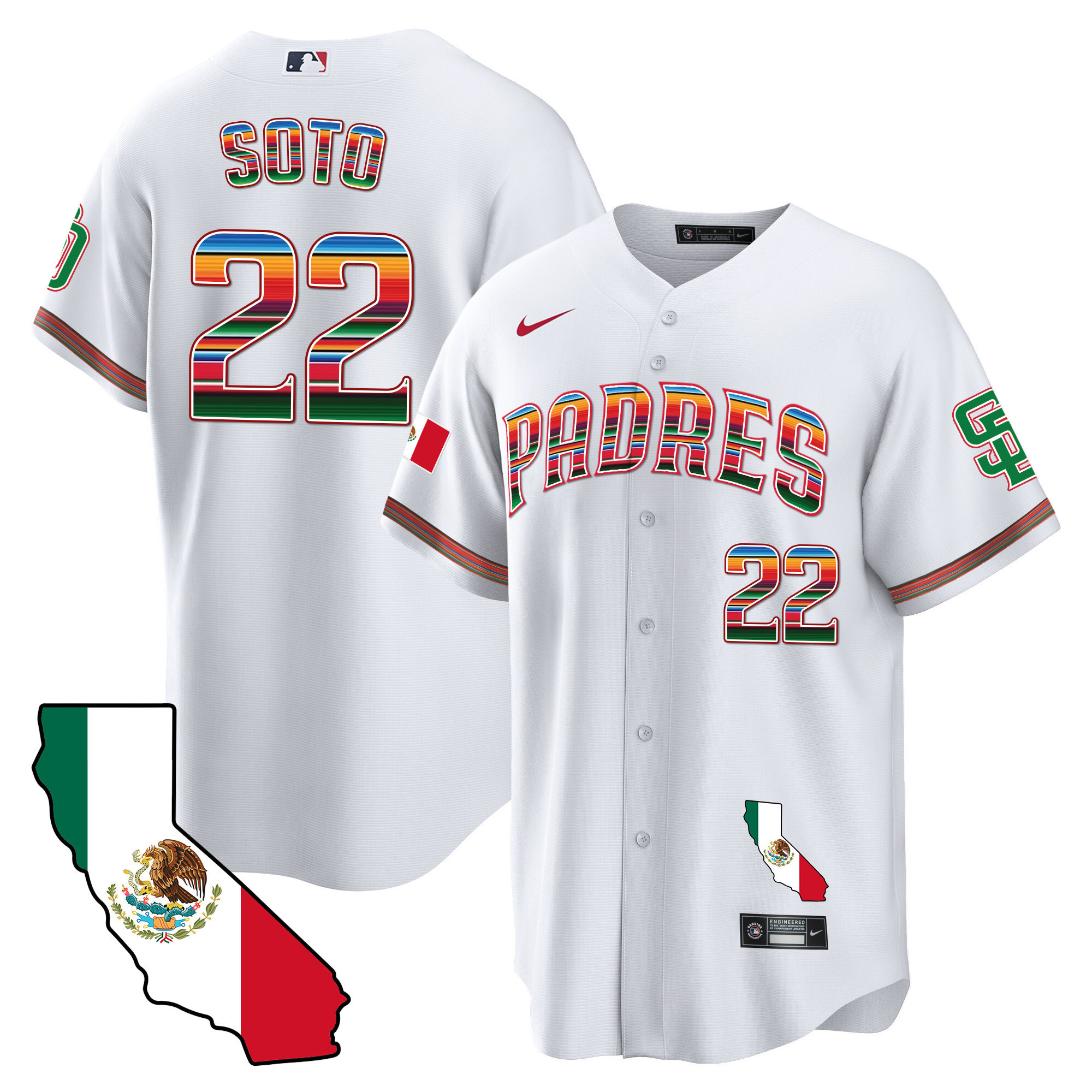Men's Padres California Map Cool Base Jersey - All Stitched - Image 3