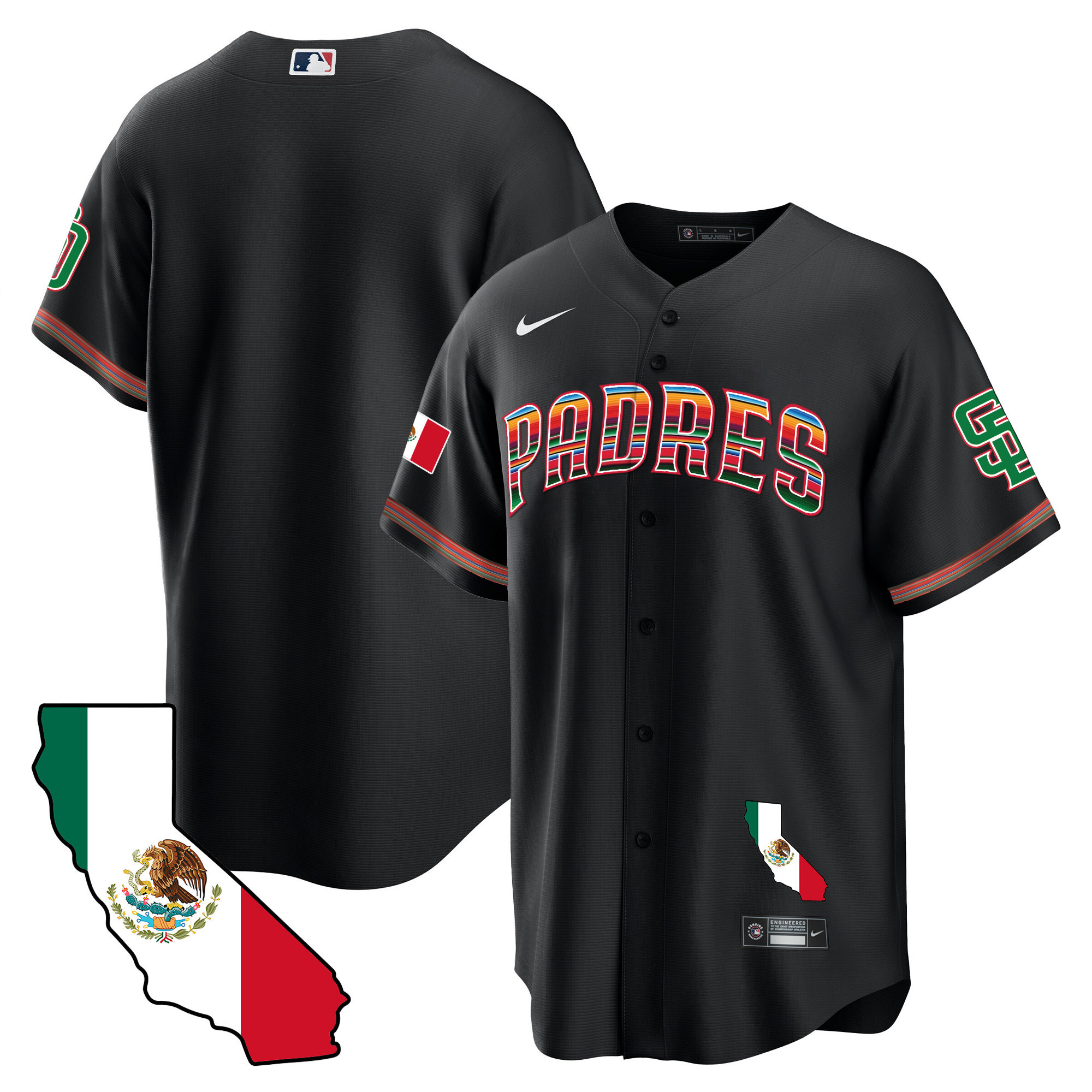 Men's Padres California Map Cool Base Jersey - All Stitched - Image 14