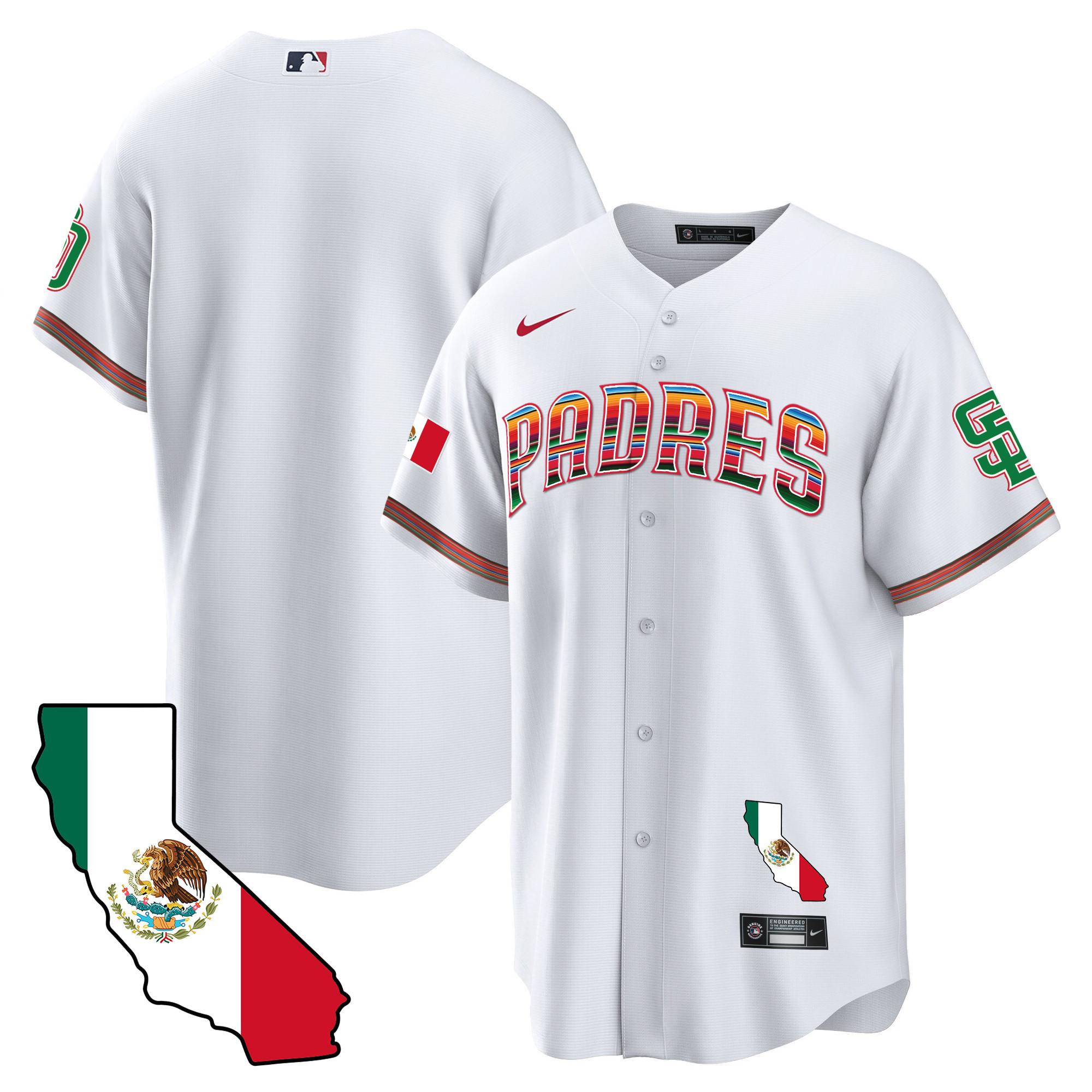 Men's Padres California Map Cool Base Jersey - All Stitched - Image 7