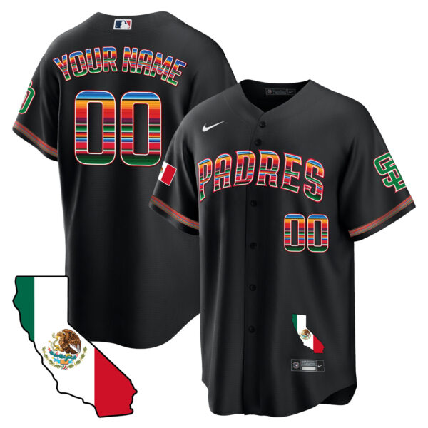 Padres California Map Cool Base Custom Jersey - All Stitched - Image 2
