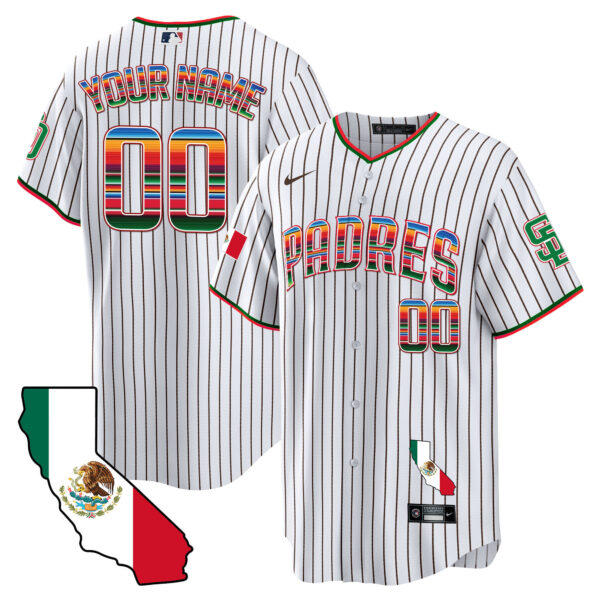Padres California Map Cool Base Custom Jersey - All Stitched - Image 3
