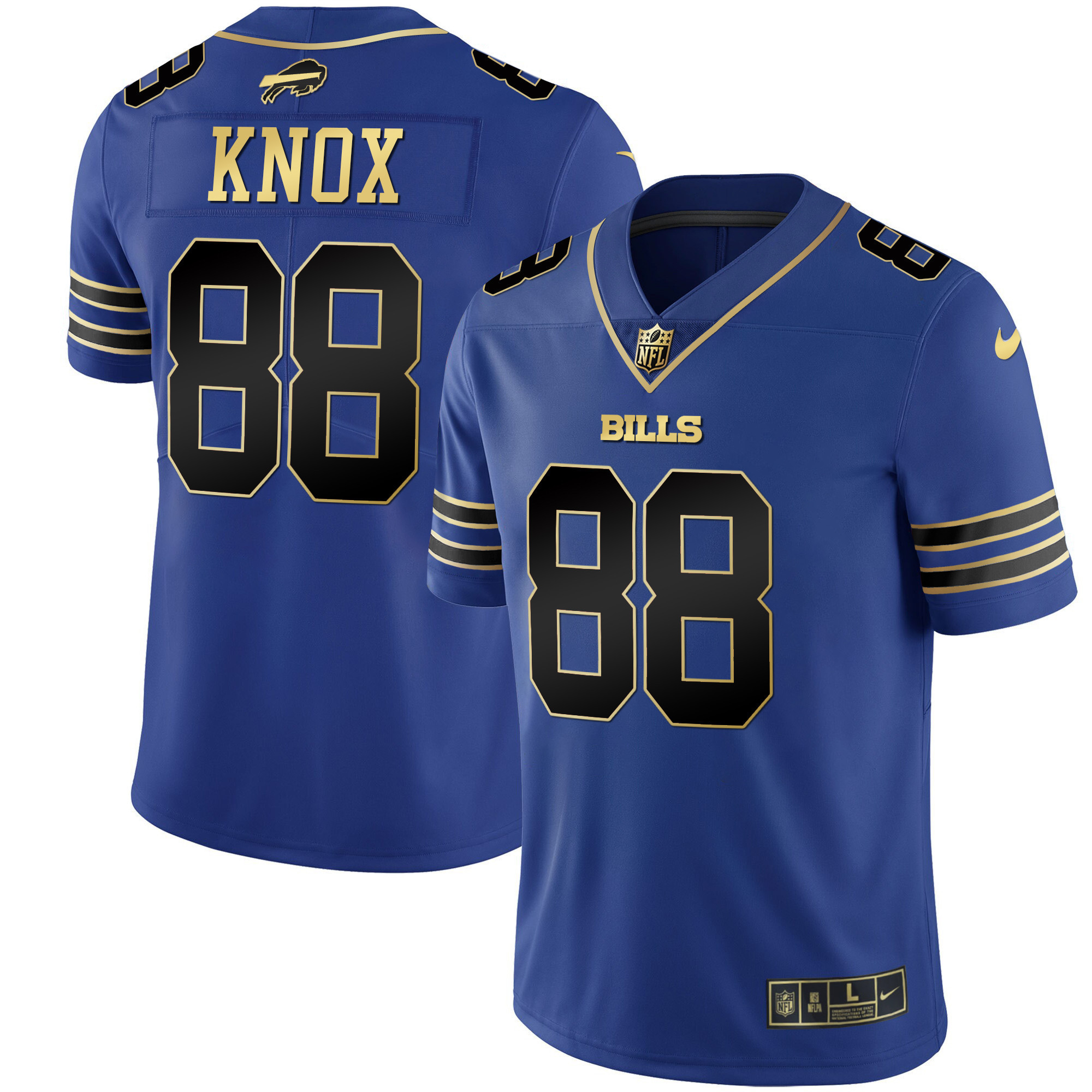 Men's Bills Black Gold & Royal Gold Vapor Jersey - All Stitched - Image 28