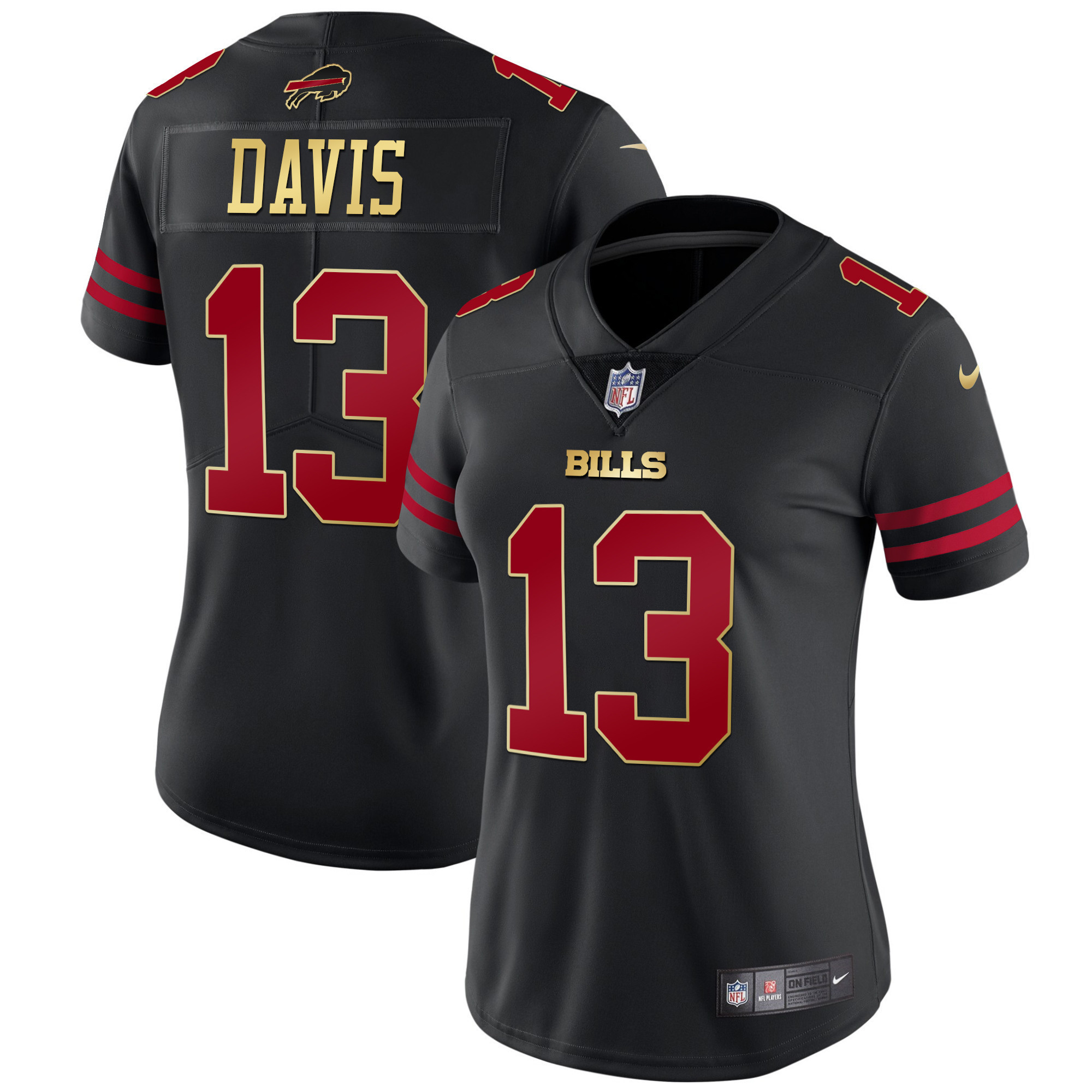 Women's Bills Black Red Vapor Jersey - All Stitched - Image 7