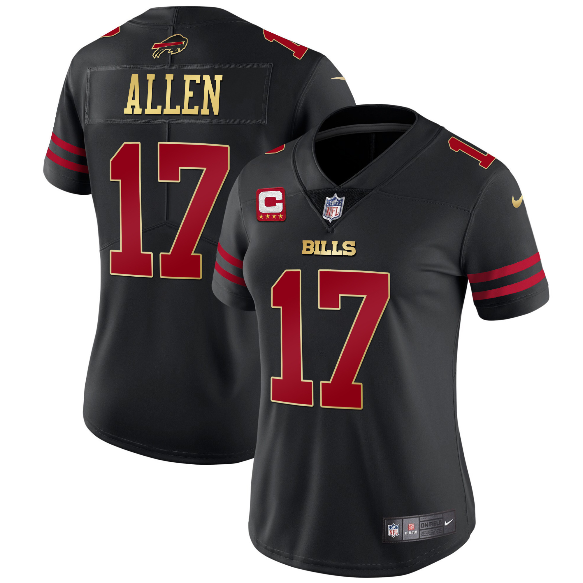 Women's Bills Black Red Vapor Jersey - All Stitched