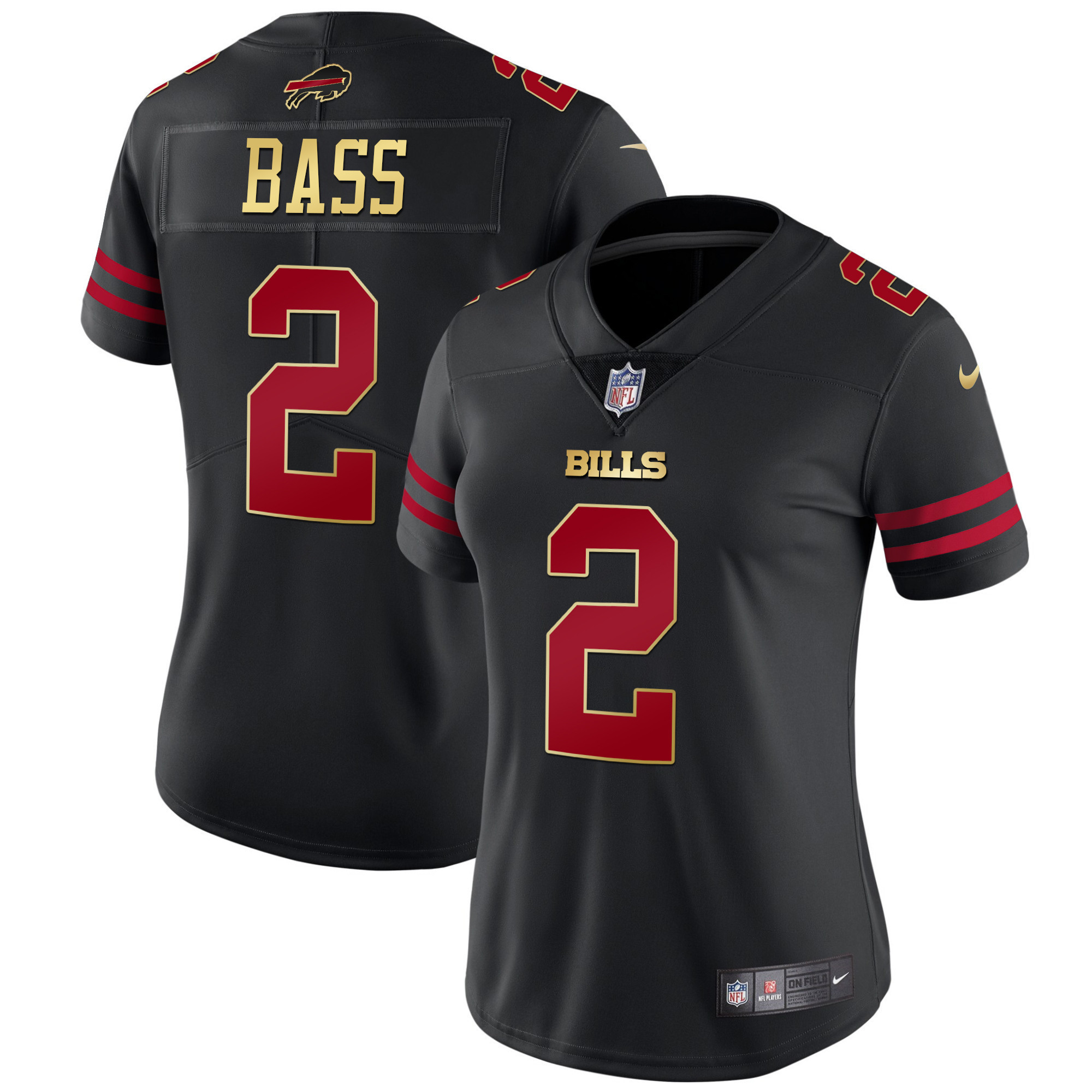 Women's Bills Black Red Vapor Jersey - All Stitched - Image 8