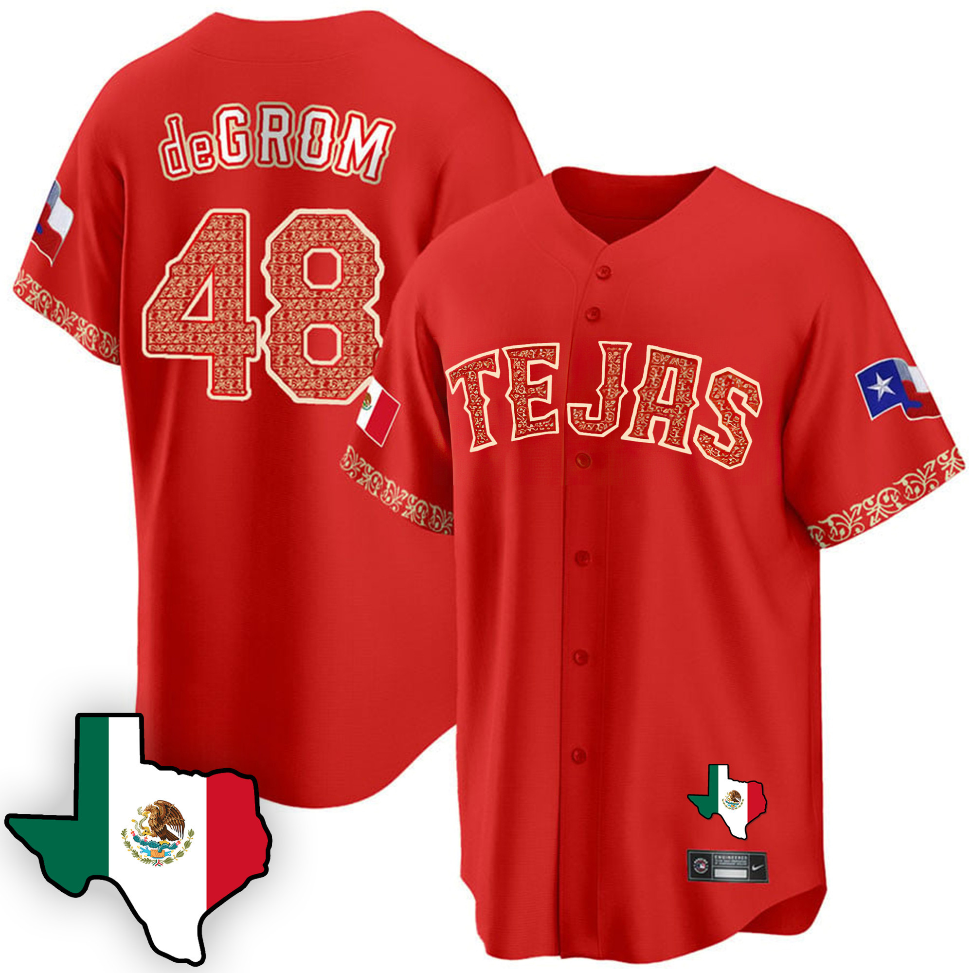 Men's Texas Rangers Mexican Cool Base Jersey V3 - All Stitched - Image 9