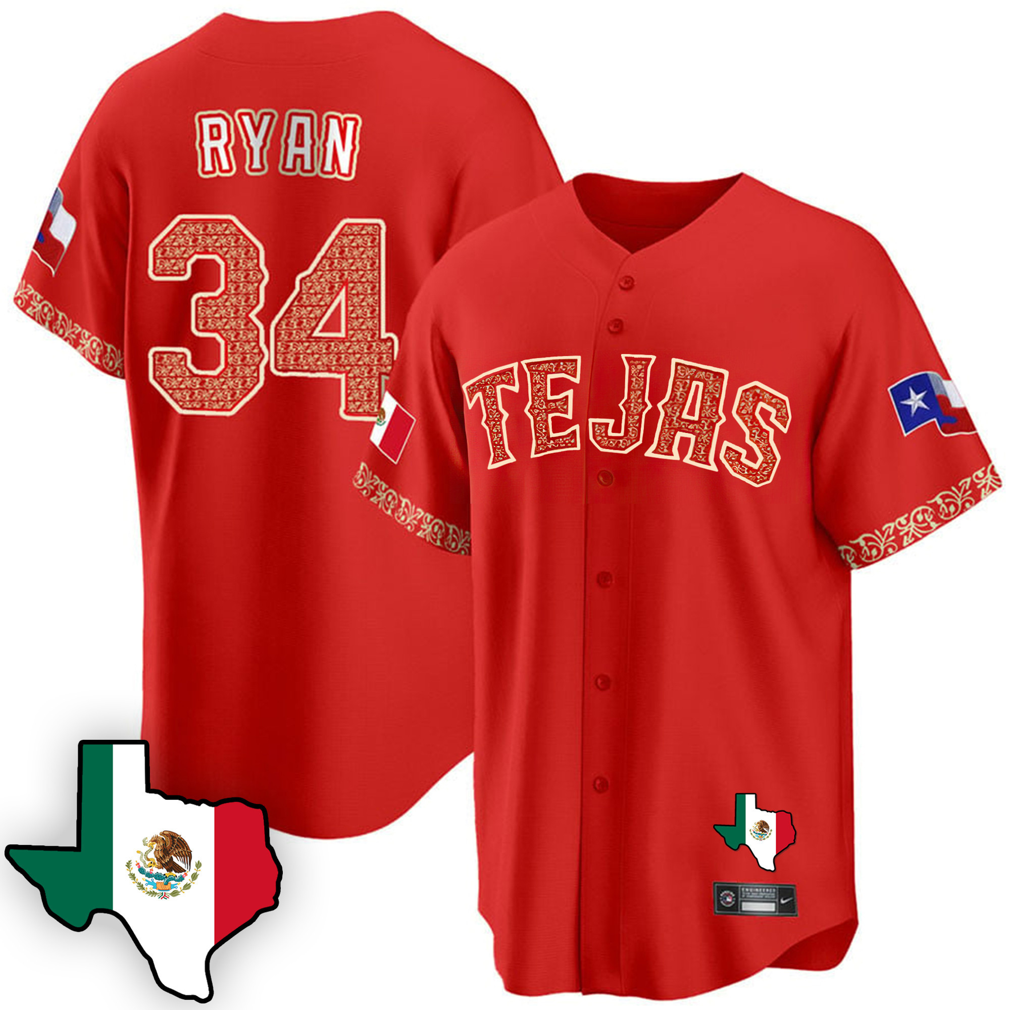 Men's Texas Rangers Mexican Cool Base Jersey V3 - All Stitched - Image 8