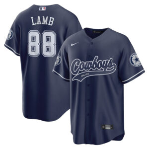 CeeDee Lamb Dallas Cowboys Baseball Navy Jersey - All Stitched