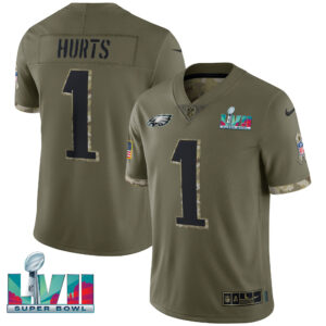 Jalen Hurts Eagles Super Bowl Salute To Service Patch Jersey - All Stitched
