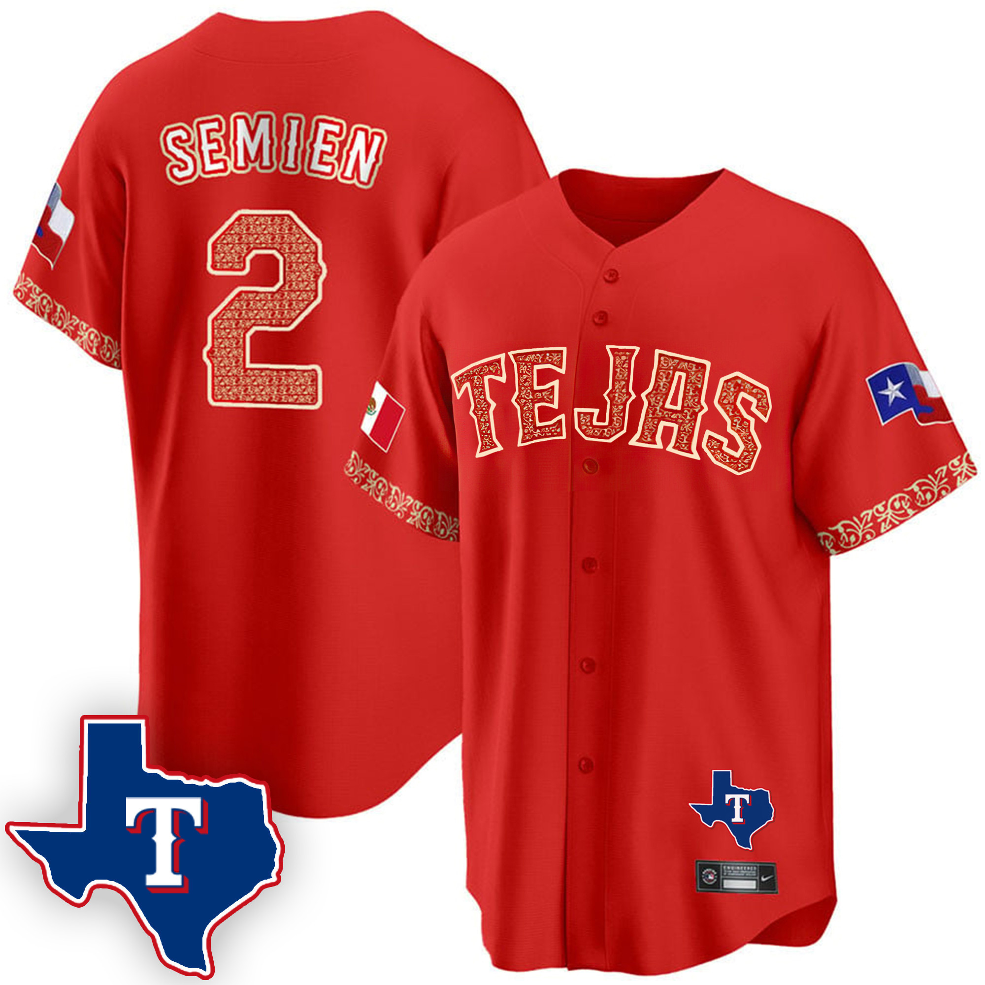 Men's Texas Rangers Mexican Cool Base Jersey V2 - All Stitched - Image 12