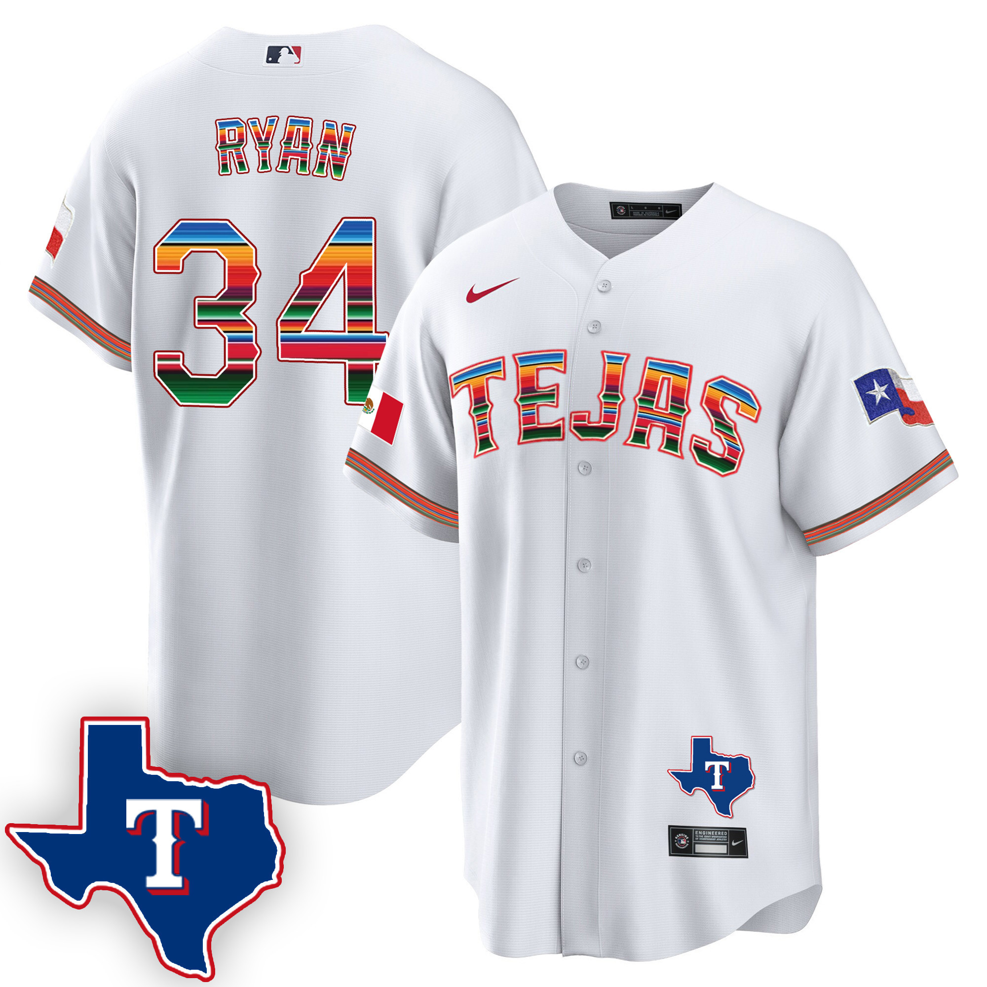 Men's Texas Rangers Mexican Cool Base Jersey V2 - All Stitched - Image 15