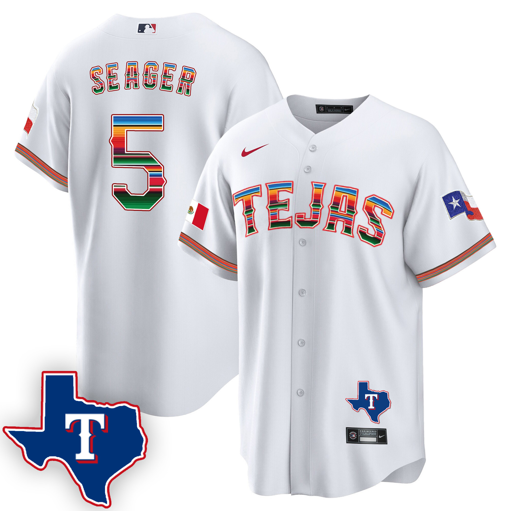 Men's Texas Rangers Mexican Cool Base Jersey V2 - All Stitched - Image 18
