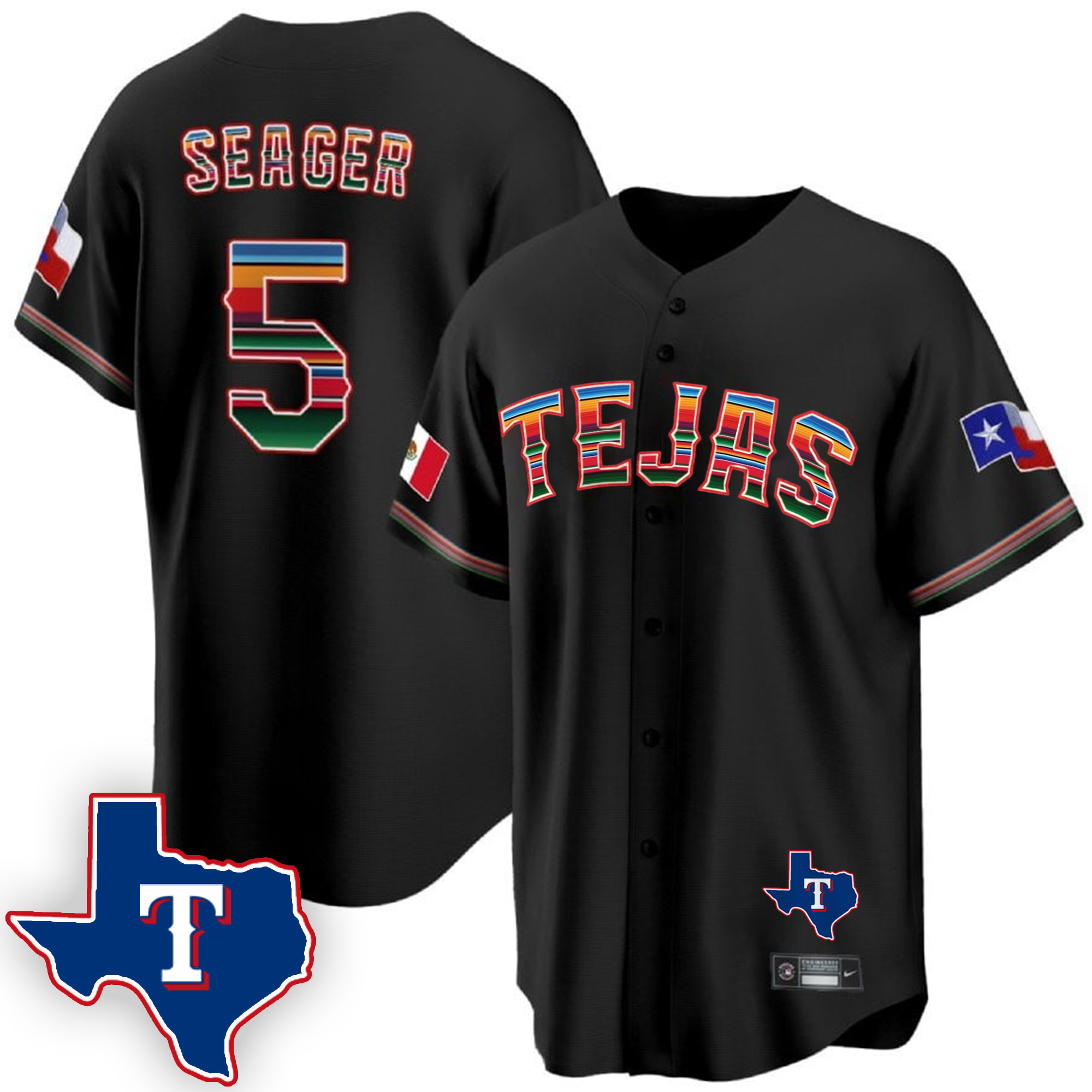 Men's Texas Rangers Mexican Cool Base Jersey V2 - All Stitched - Image 4