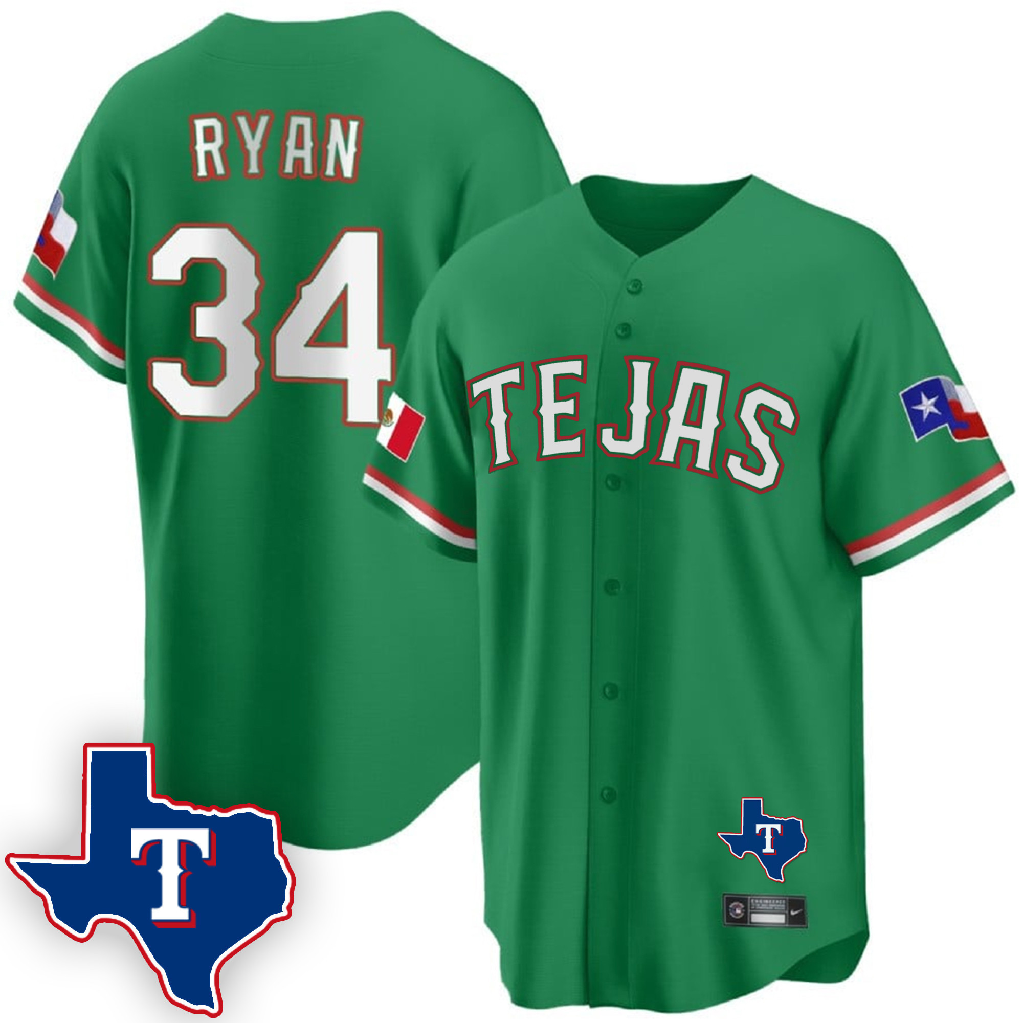 Men's Texas Rangers Mexican Cool Base Jersey V2 - All Stitched - Image 22