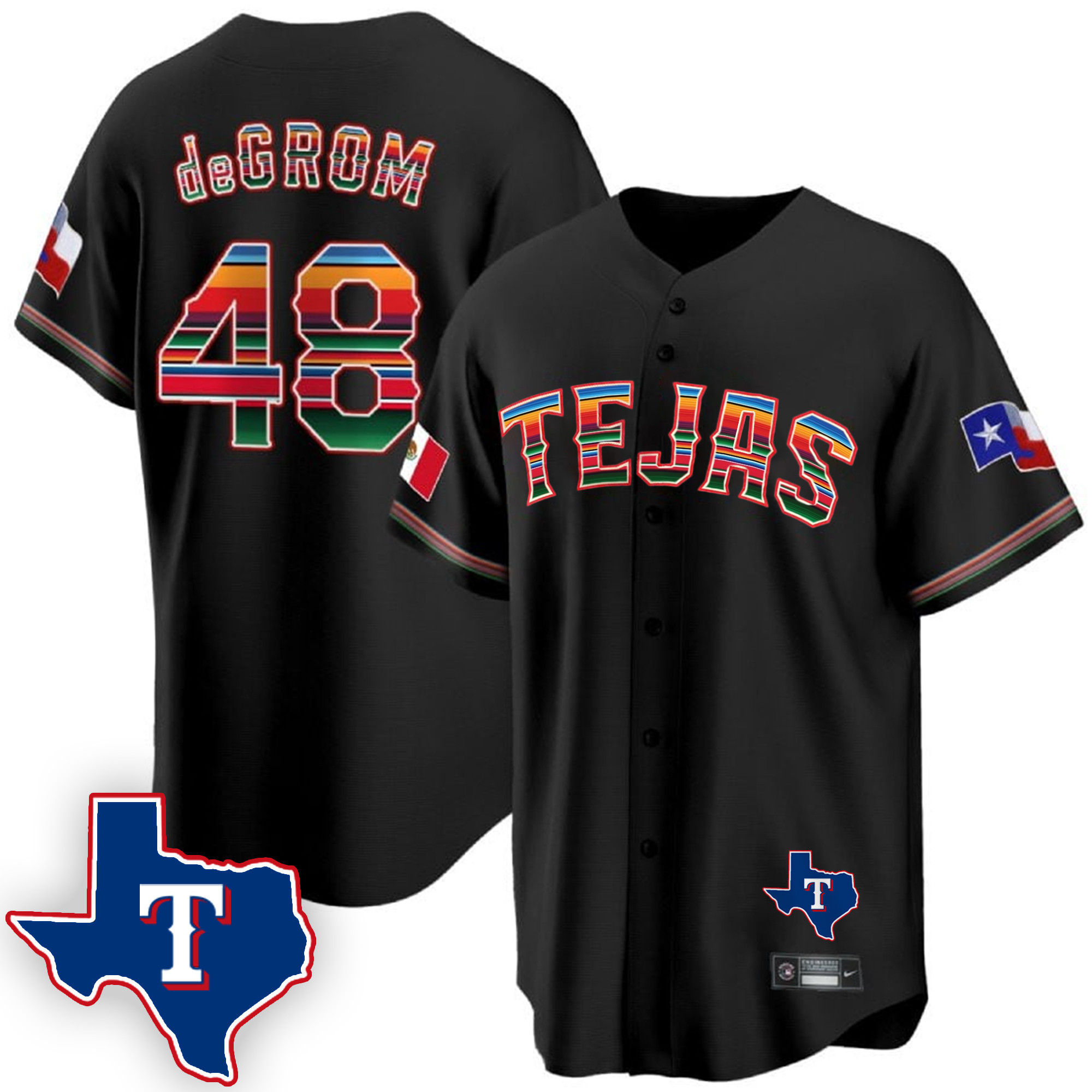 Men's Texas Rangers Mexican Cool Base Jersey V2 - All Stitched - Image 2
