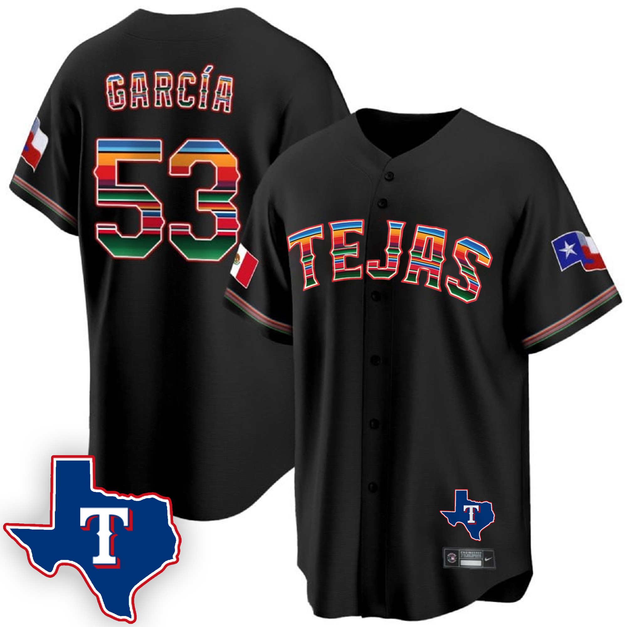 Men's Texas Rangers Mexican Cool Base Jersey V2 - All Stitched - Image 3