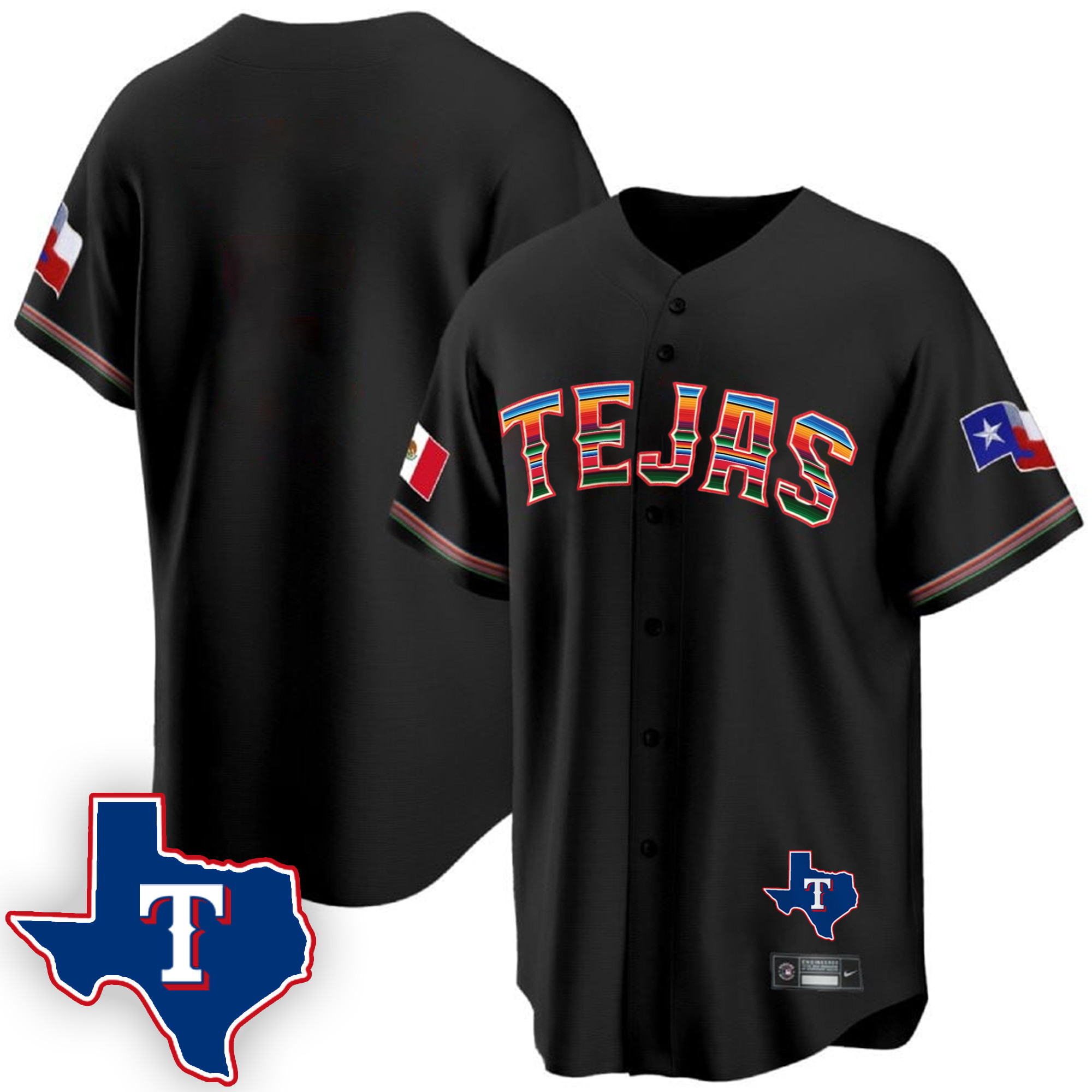 Men's Texas Rangers Mexican Cool Base Jersey V2 - All Stitched - Image 7