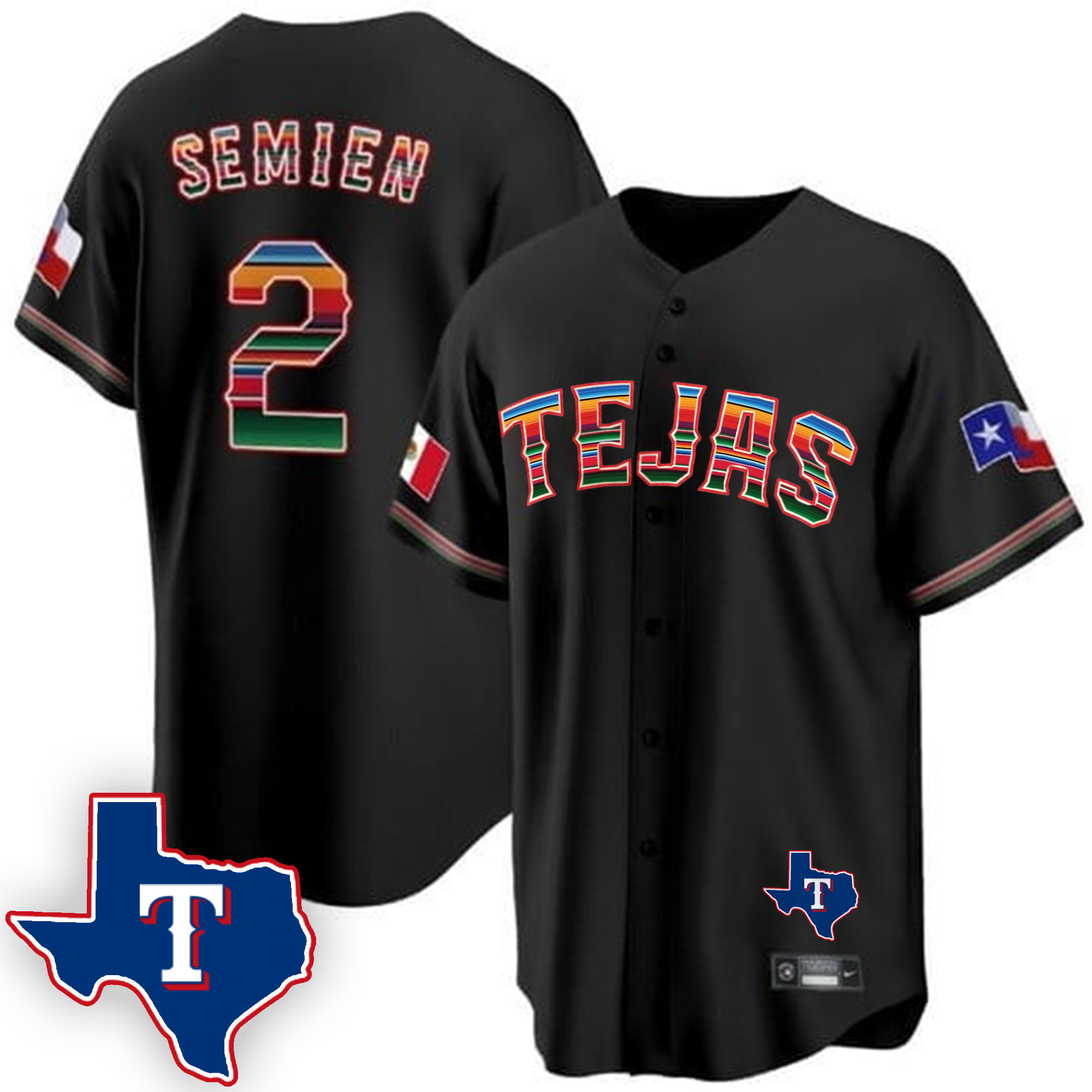 Men's Texas Rangers Mexican Cool Base Jersey V2 - All Stitched - Image 5