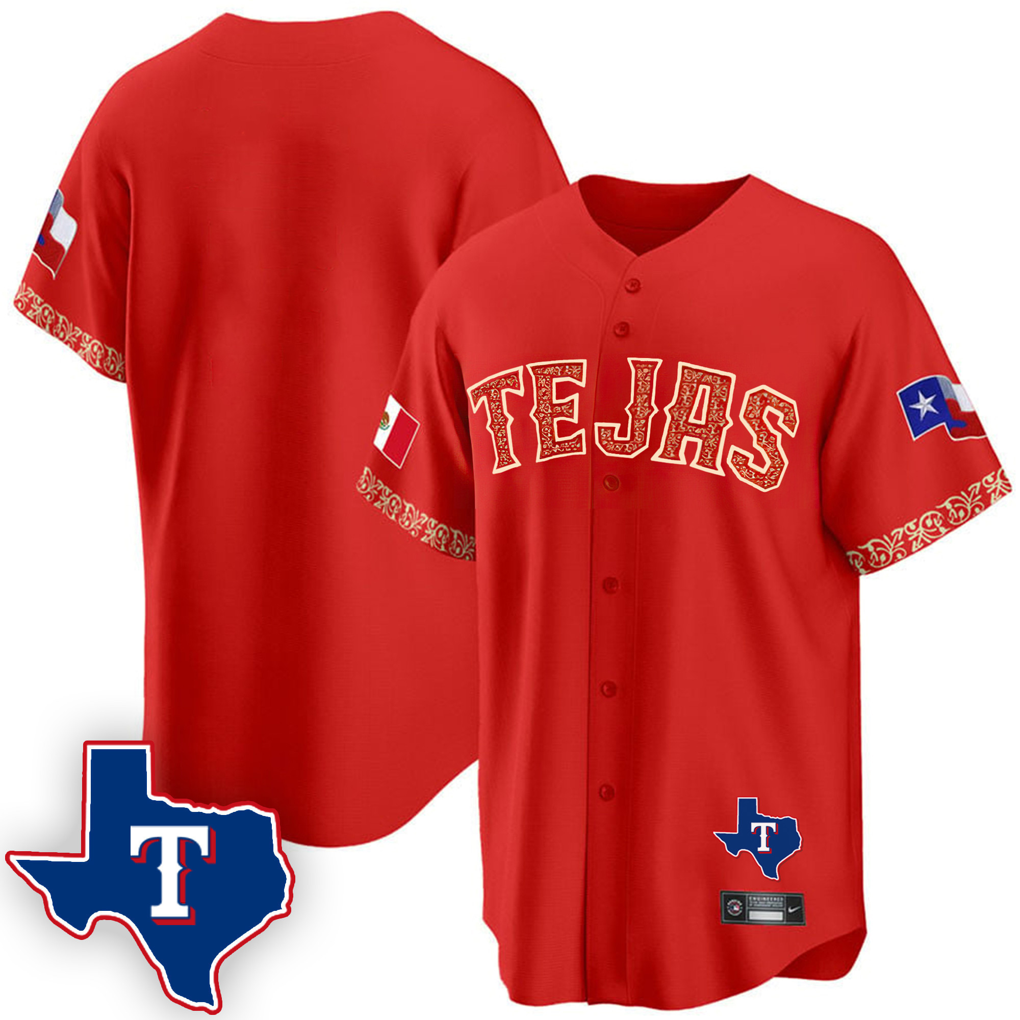 Men's Texas Rangers Mexican Cool Base Jersey V2 - All Stitched - Image 14