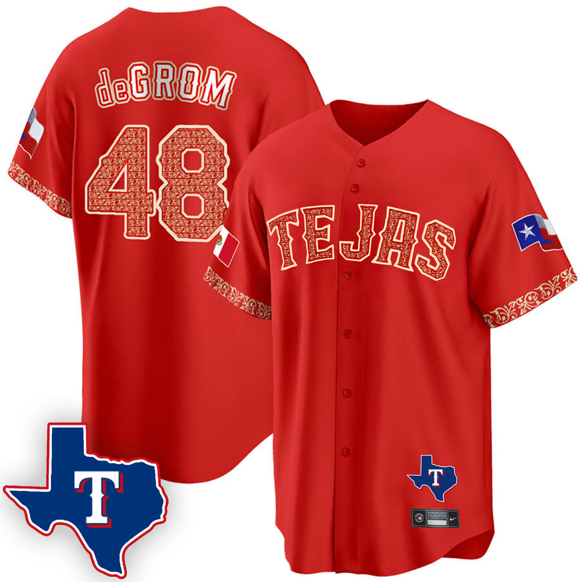 Men's Texas Rangers Mexican Cool Base Jersey V2 - All Stitched - Image 9