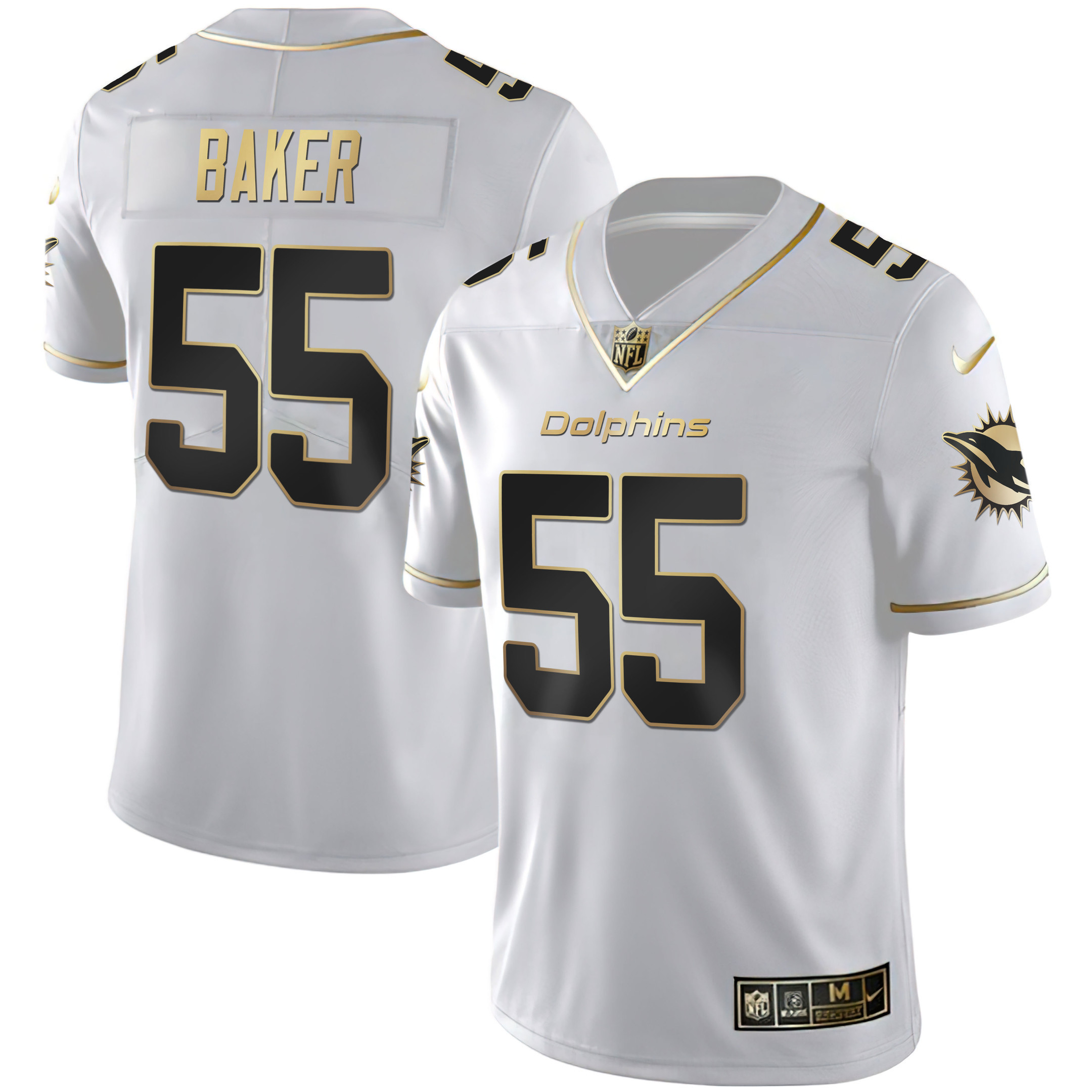Men's Dolphins White Gold & Black Gold Jersey - All Stitched - Image 5