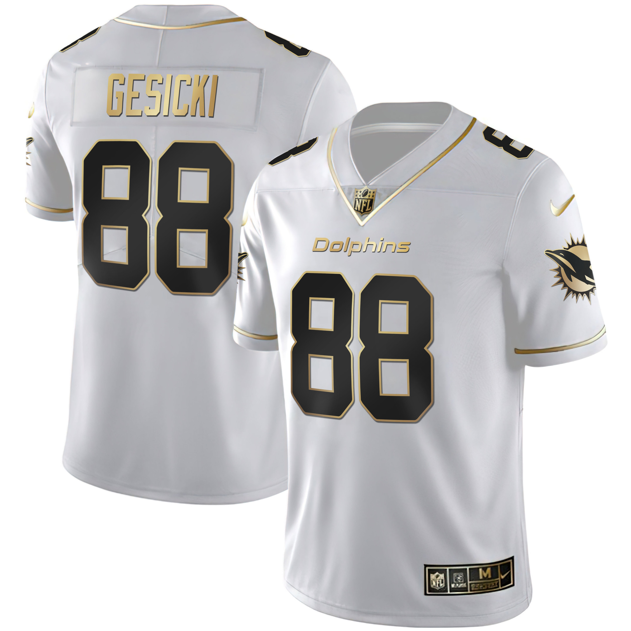 Men's Dolphins White Gold & Black Gold Jersey - All Stitched - Image 7