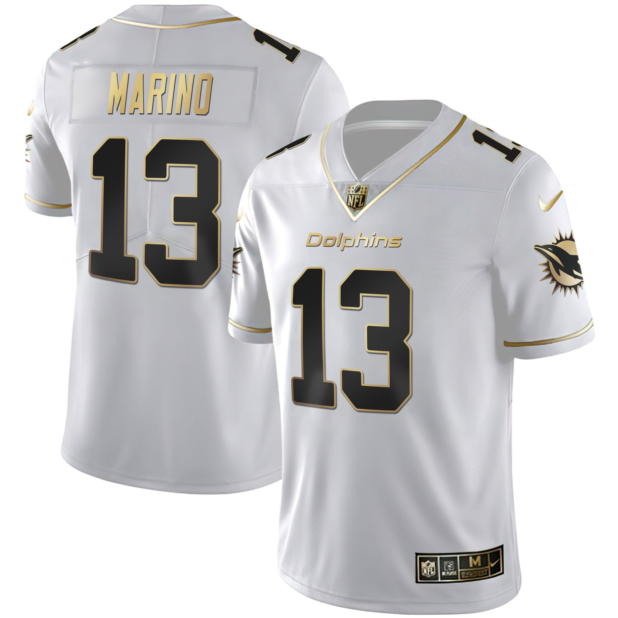 Men's Dolphins White Gold & Black Gold Jersey - All Stitched - Image 2