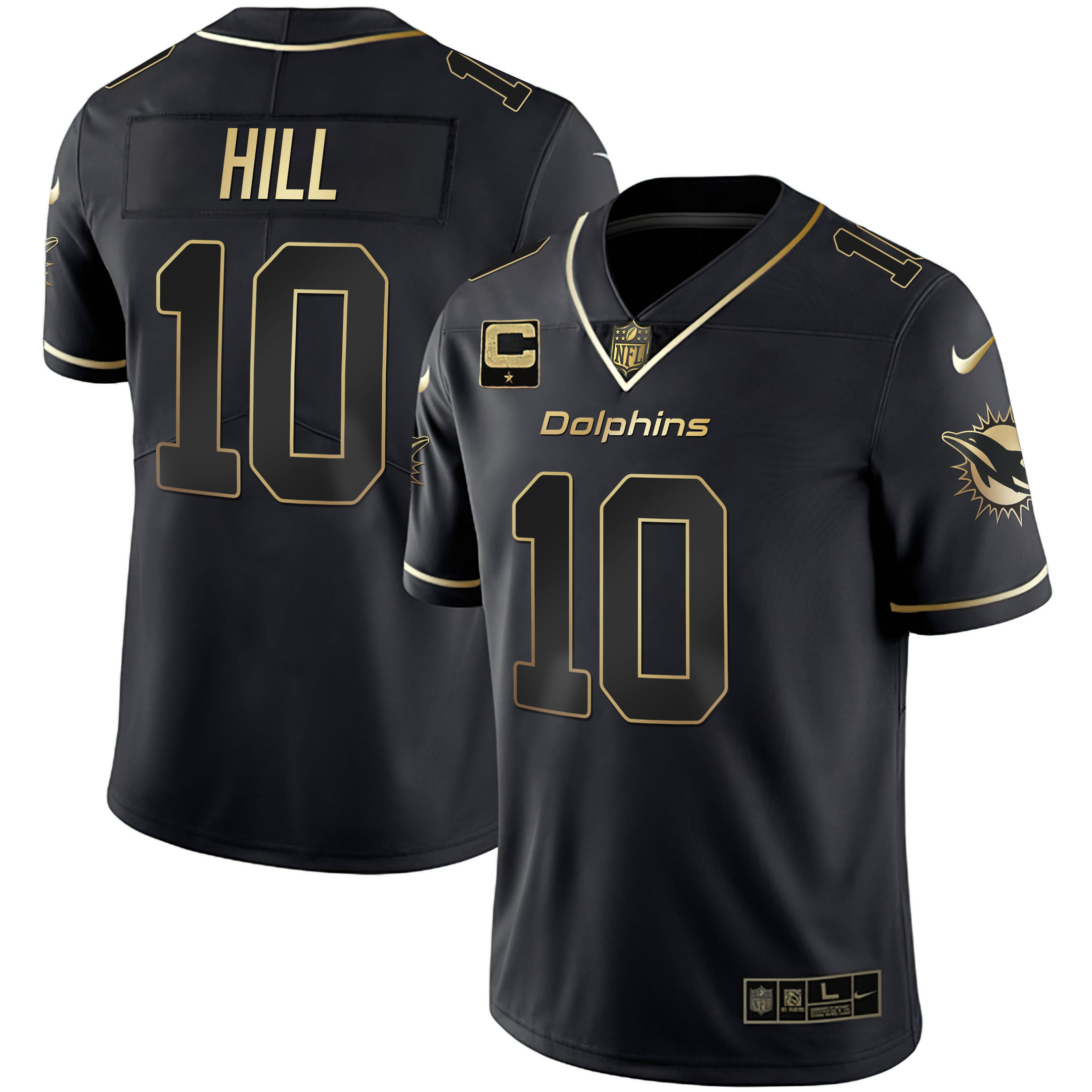 Men's Dolphins White Gold & Black Gold Jersey - All Stitched - Image 16