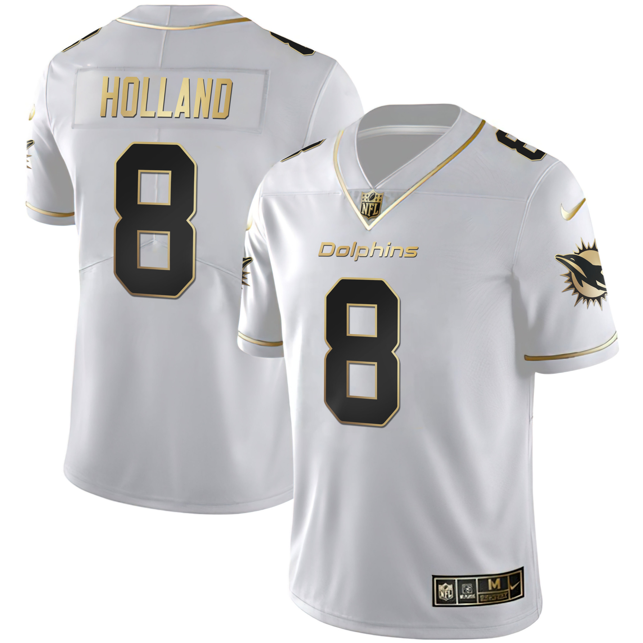 Men's Dolphins White Gold & Black Gold Jersey - All Stitched - Image 6