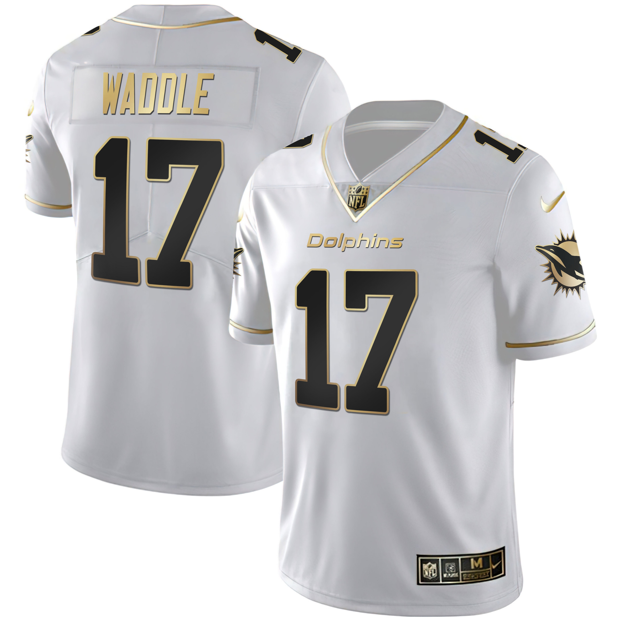 Men's Dolphins White Gold & Black Gold Jersey - All Stitched - Image 4
