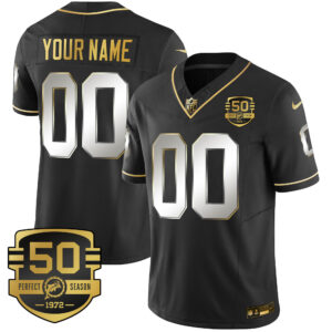 Dolphins Throwback Gold Vapor Custom Jersey - All Stitched