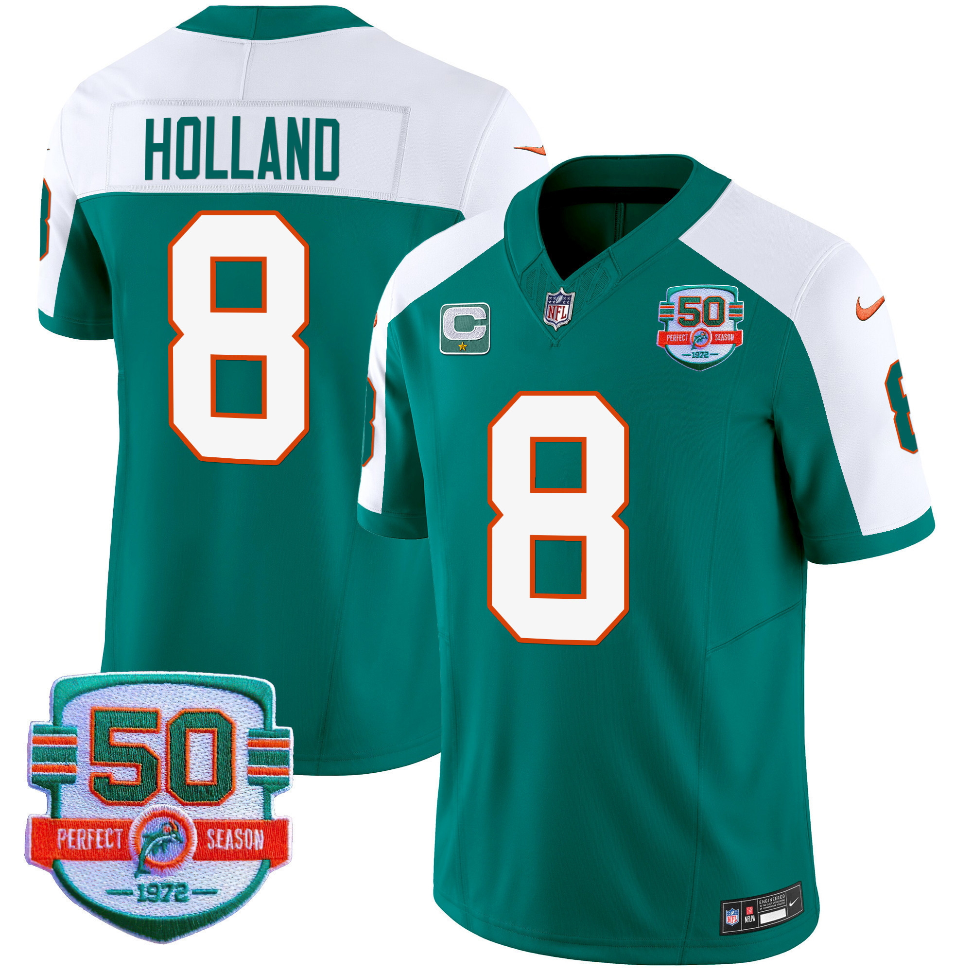 Men's Dolphins Throwback Vapor Jersey - All Stitched - Image 4