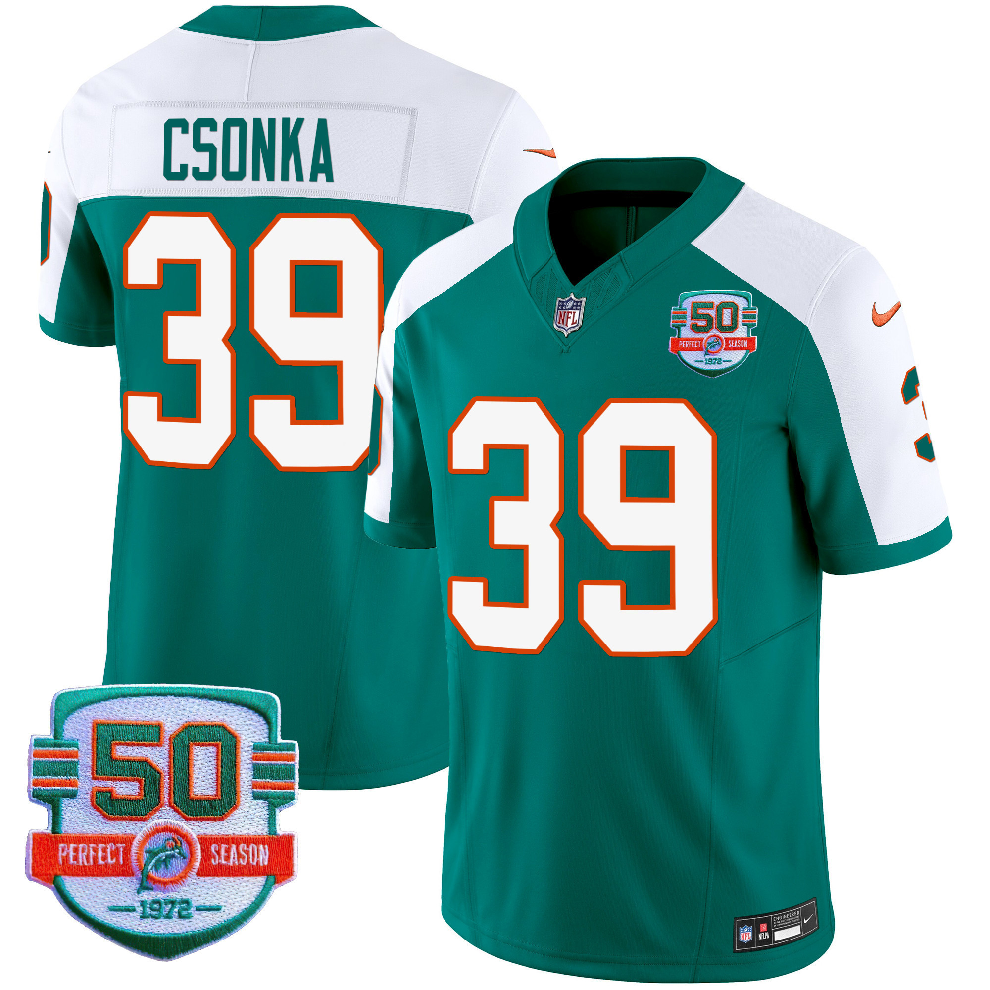 Men's Dolphins Throwback Vapor Jersey - All Stitched - Image 8