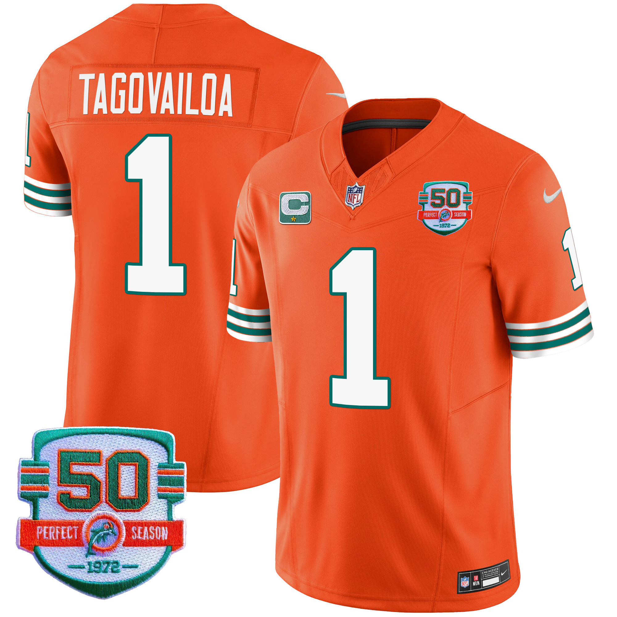 Men's Dolphins Throwback Vapor Jersey - All Stitched - Image 33