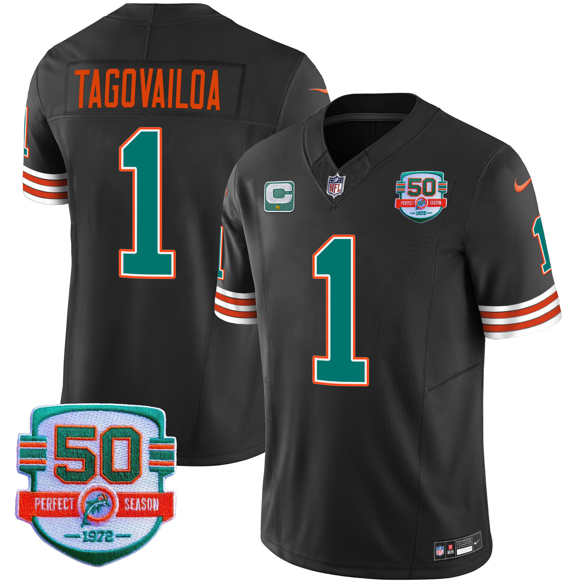 Men's Dolphins Throwback Vapor Jersey - All Stitched - Image 25