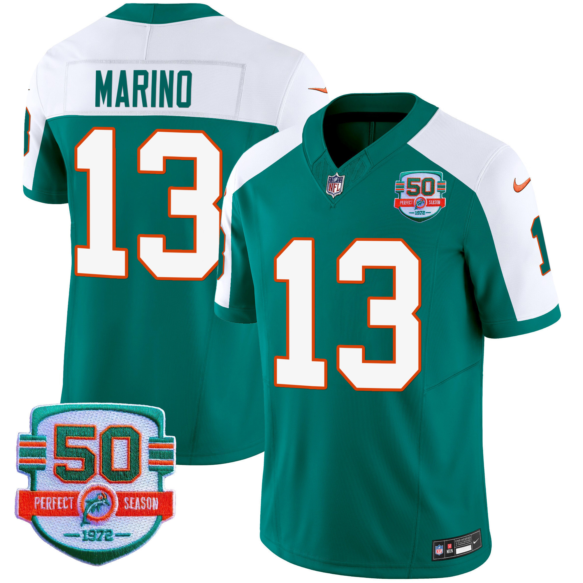 Men's Dolphins Throwback Vapor Jersey - All Stitched - Image 5