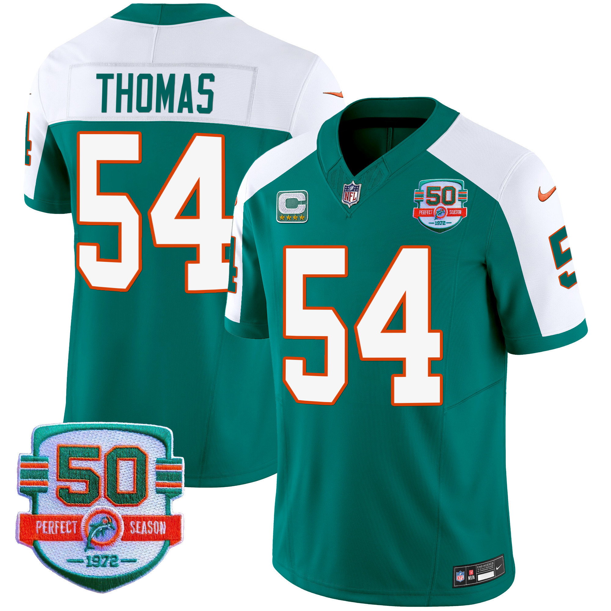 Men's Dolphins Throwback Vapor Jersey - All Stitched - Image 6
