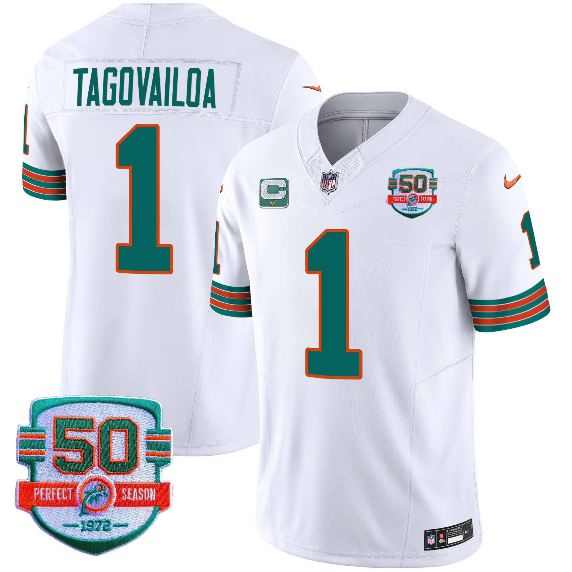 Men's Dolphins Throwback Vapor Jersey - All Stitched - Image 17