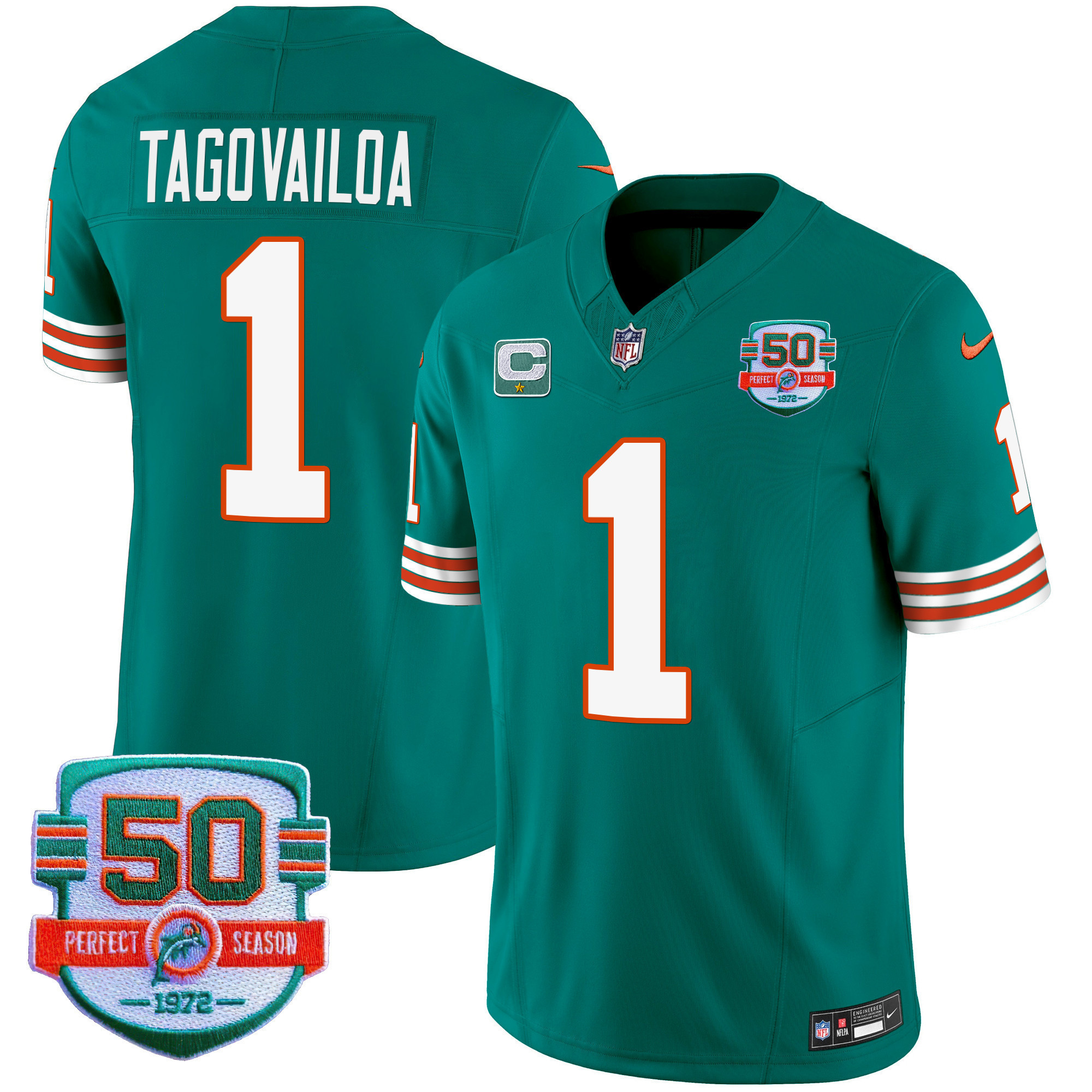 Men's Dolphins Throwback Vapor Jersey - All Stitched - Image 9