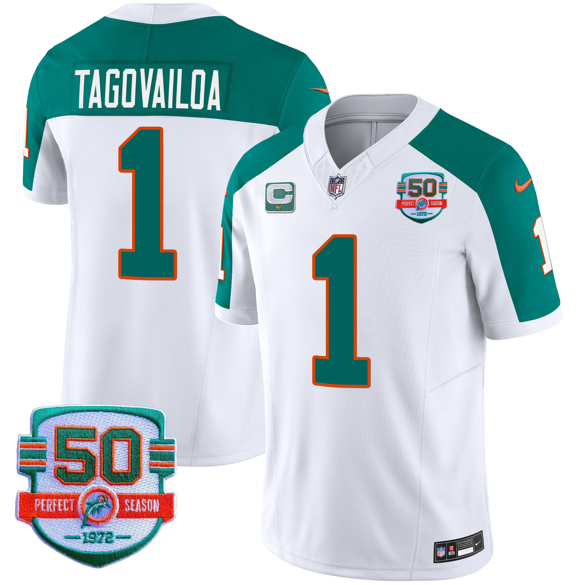 Men's Dolphins Throwback Vapor Jersey - All Stitched - Image 41