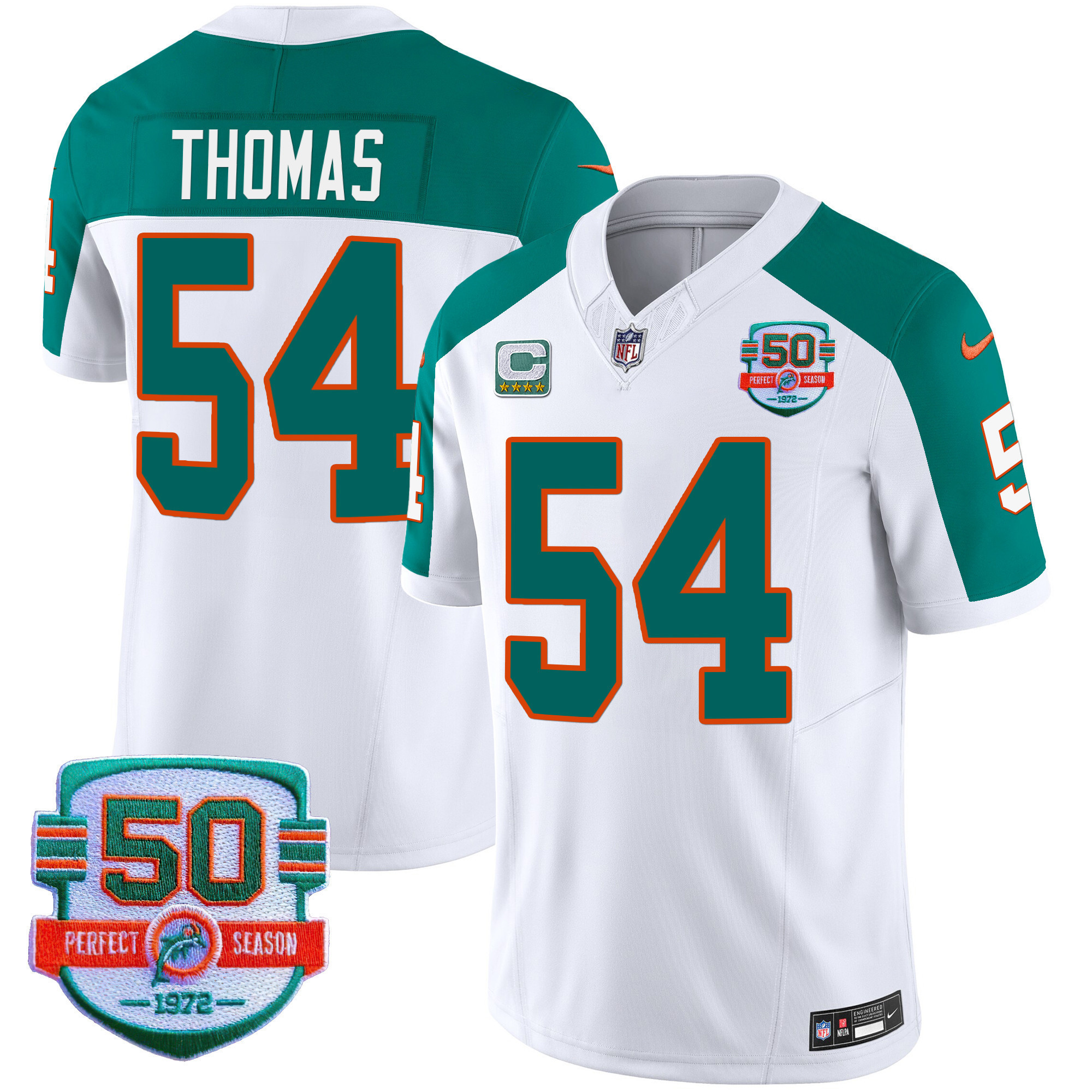 Men's Dolphins Throwback Vapor Jersey - All Stitched - Image 46