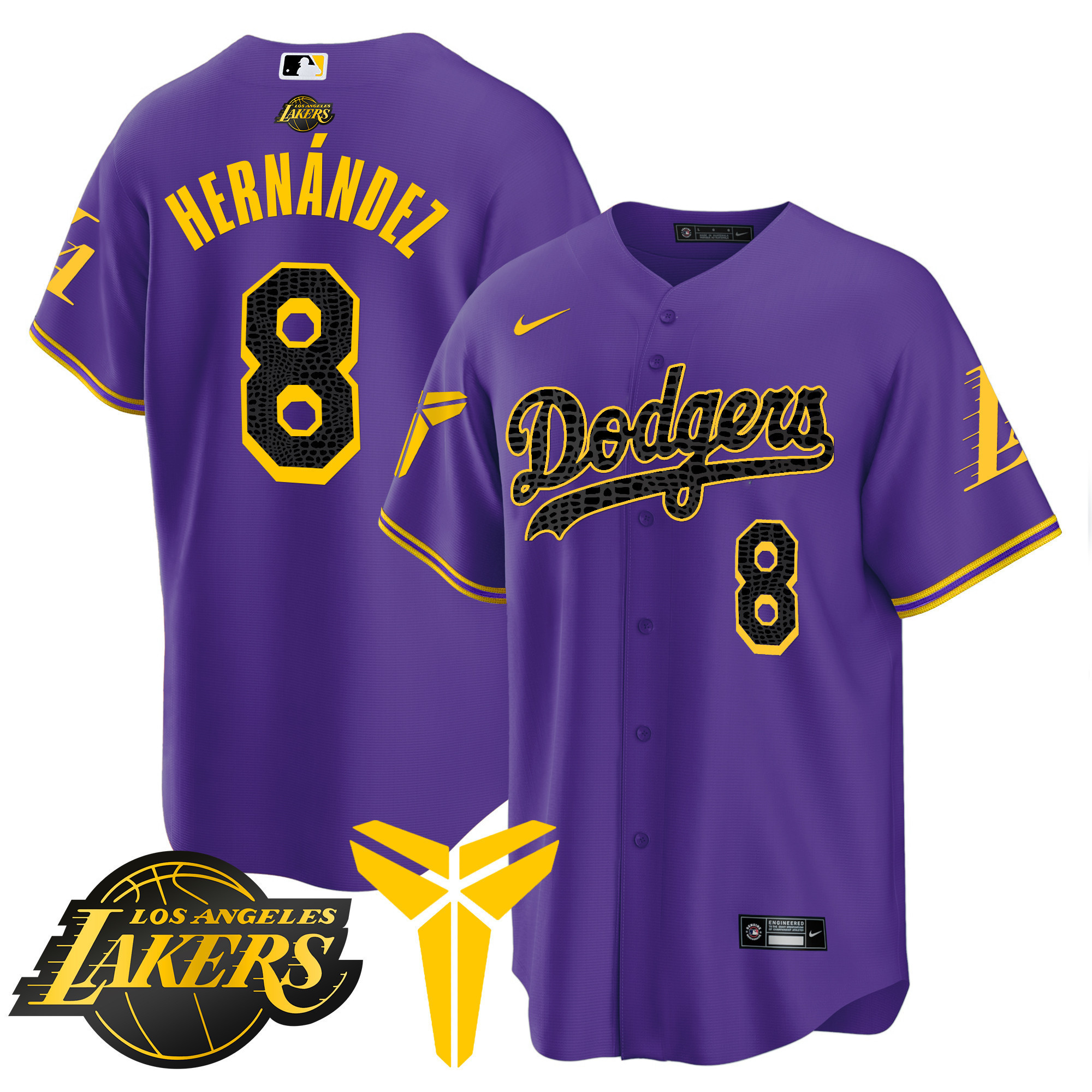 Men's Dodgers Cool Base Mamba Jersey V2 - All Stitched - Image 39