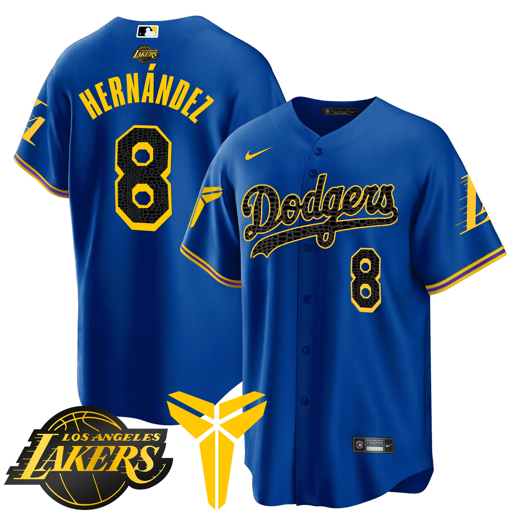 Men's Dodgers Cool Base Mamba Jersey V2 - All Stitched - Image 23