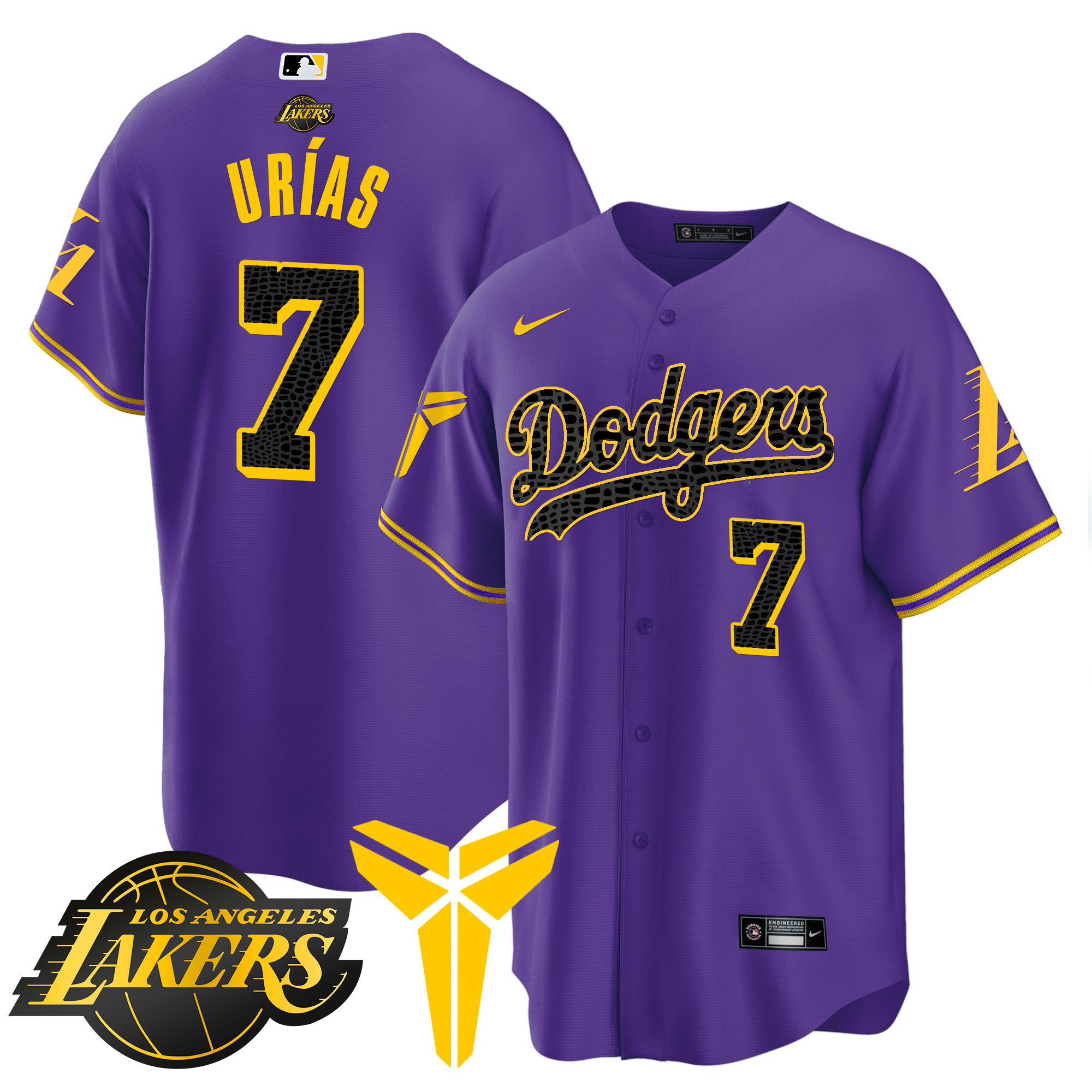 Men's Dodgers Cool Base Mamba Jersey V2 - All Stitched - Image 36