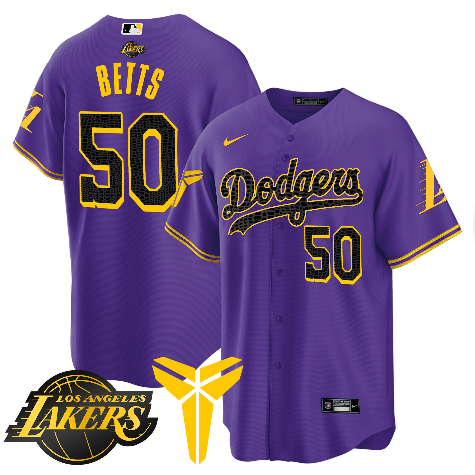 Men's Dodgers Cool Base Mamba Jersey V2 - All Stitched - Image 34