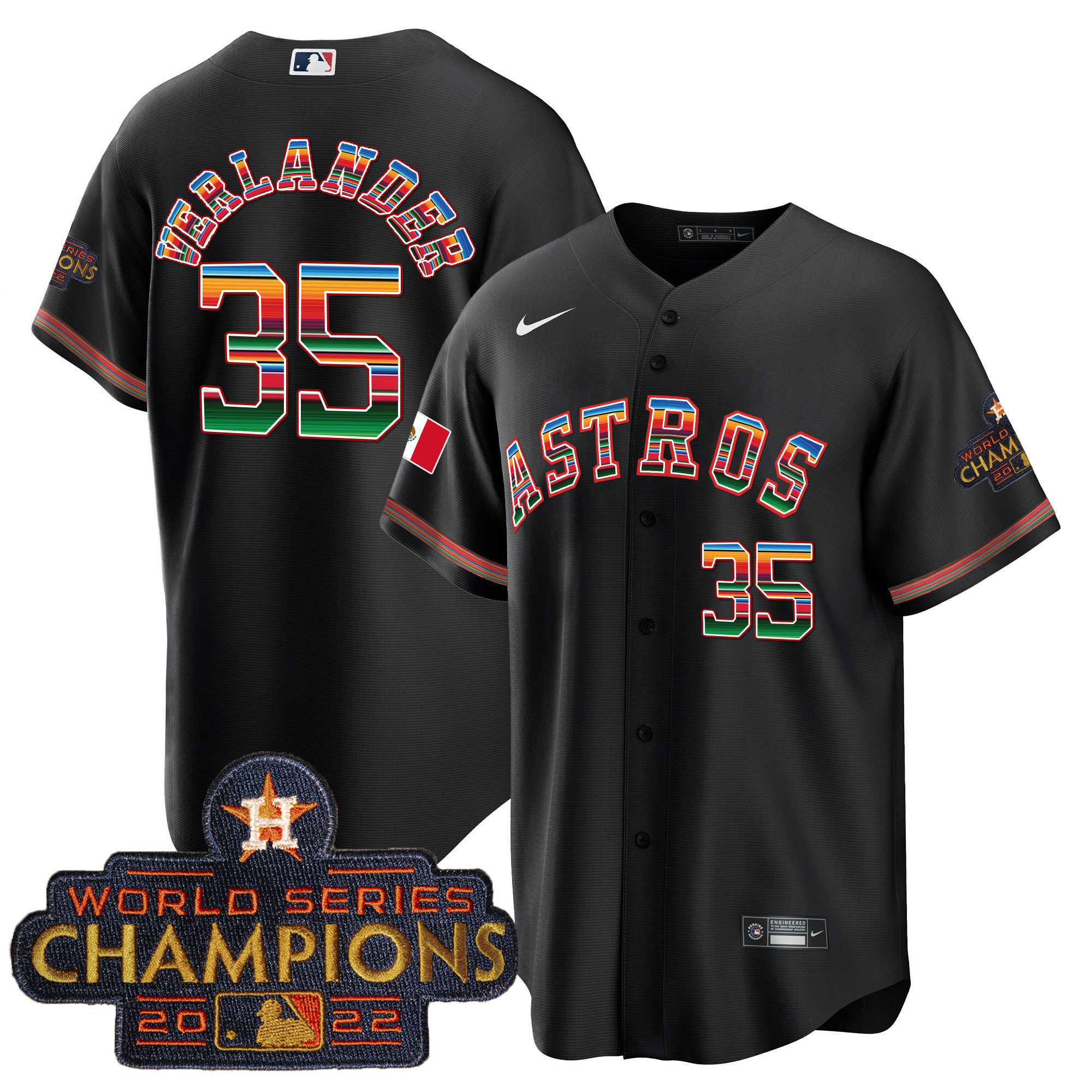 Youth's Astros Mexico Cool Base Limited Jersey - All Stitched - Image 5
