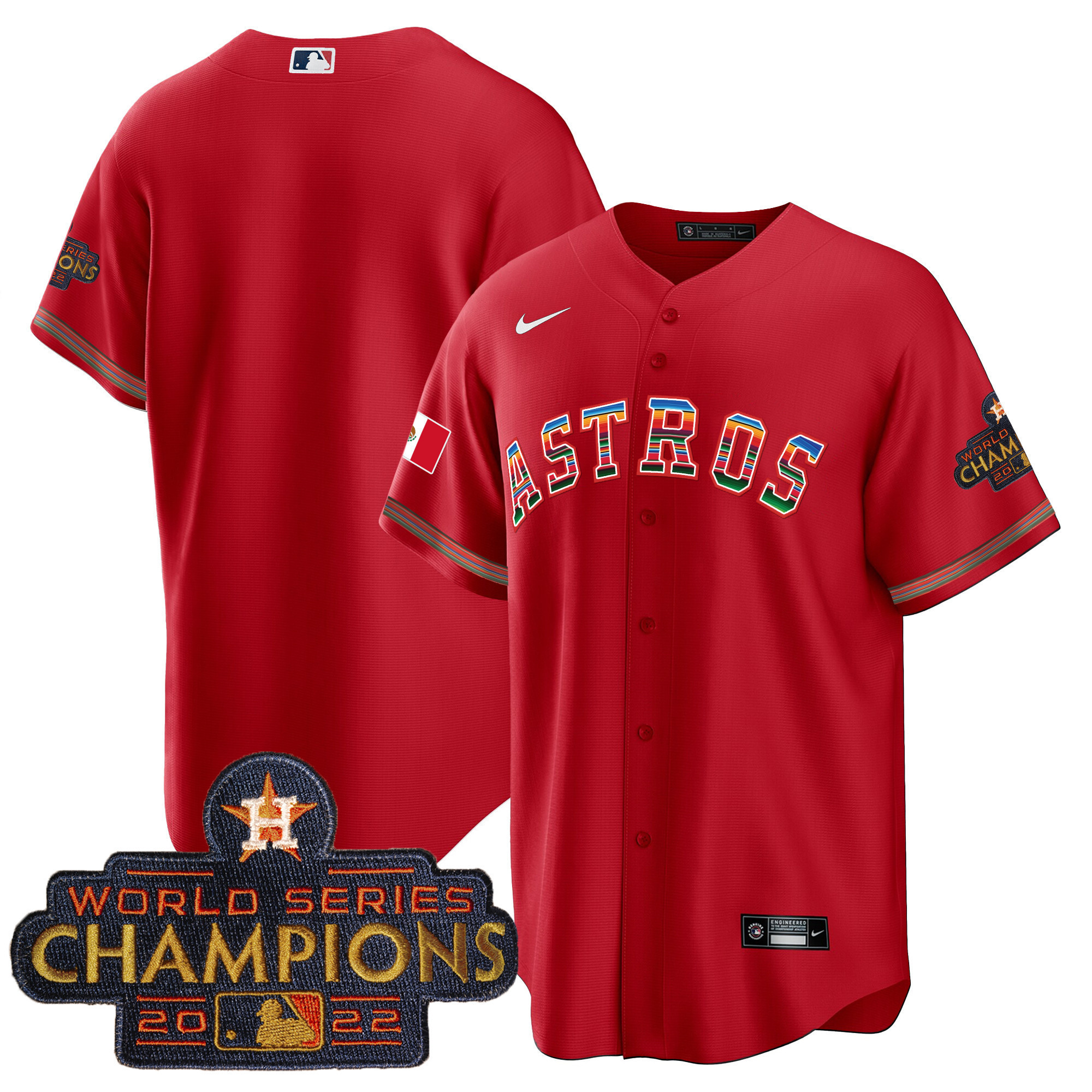 Youth's Astros Mexico Cool Base Limited Jersey - All Stitched - Image 40