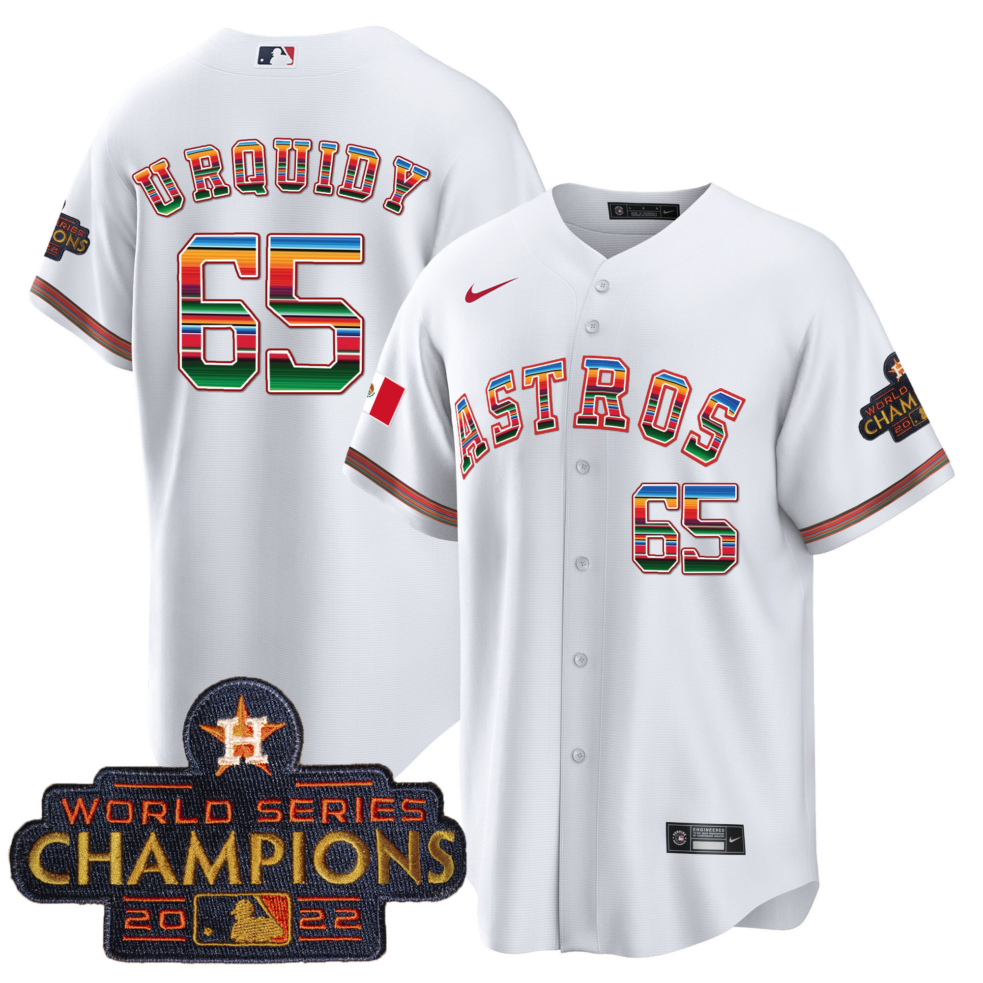 Youth's Astros Mexico Cool Base Limited Jersey - All Stitched - Image 15