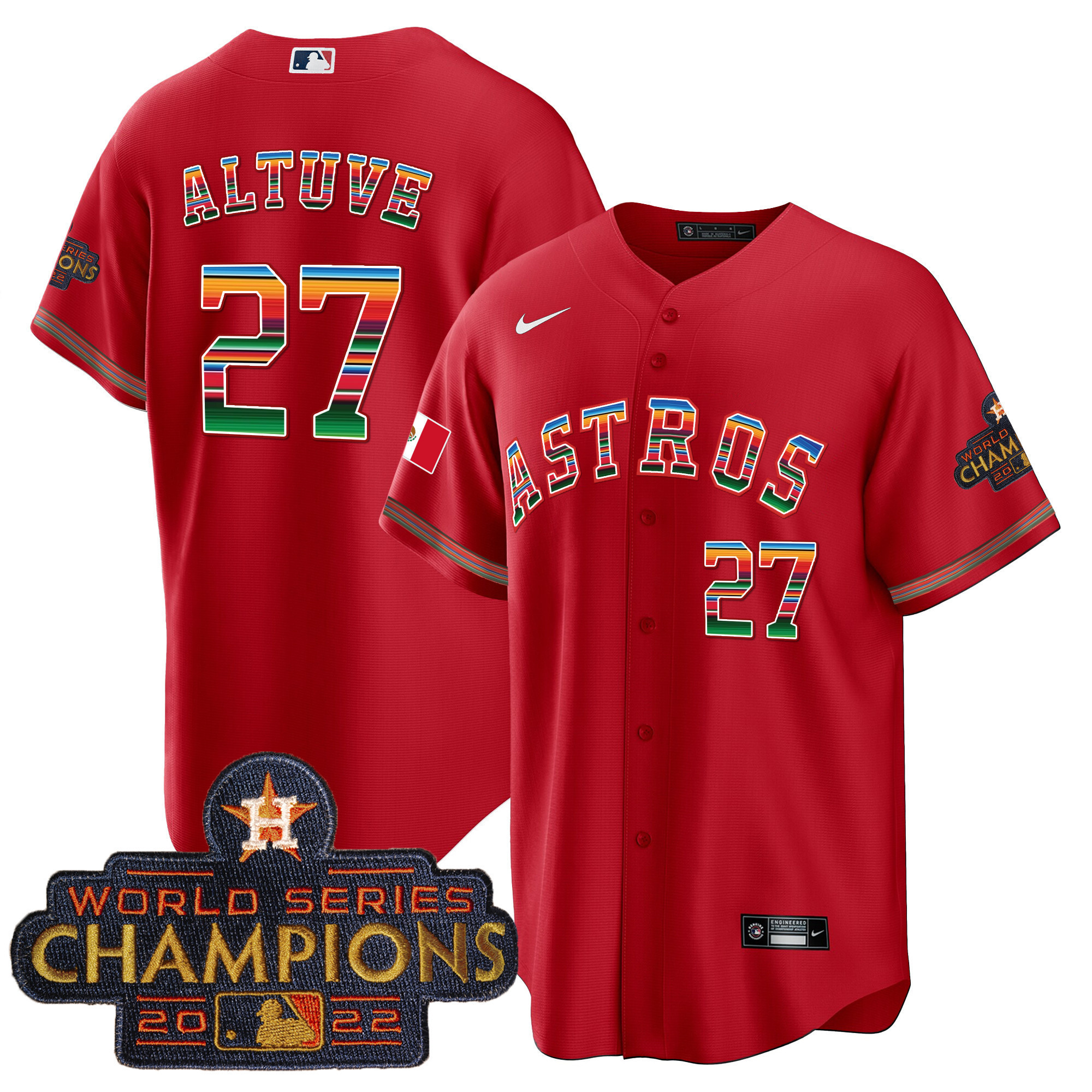 Youth's Astros Mexico Cool Base Limited Jersey - All Stitched - Image 35