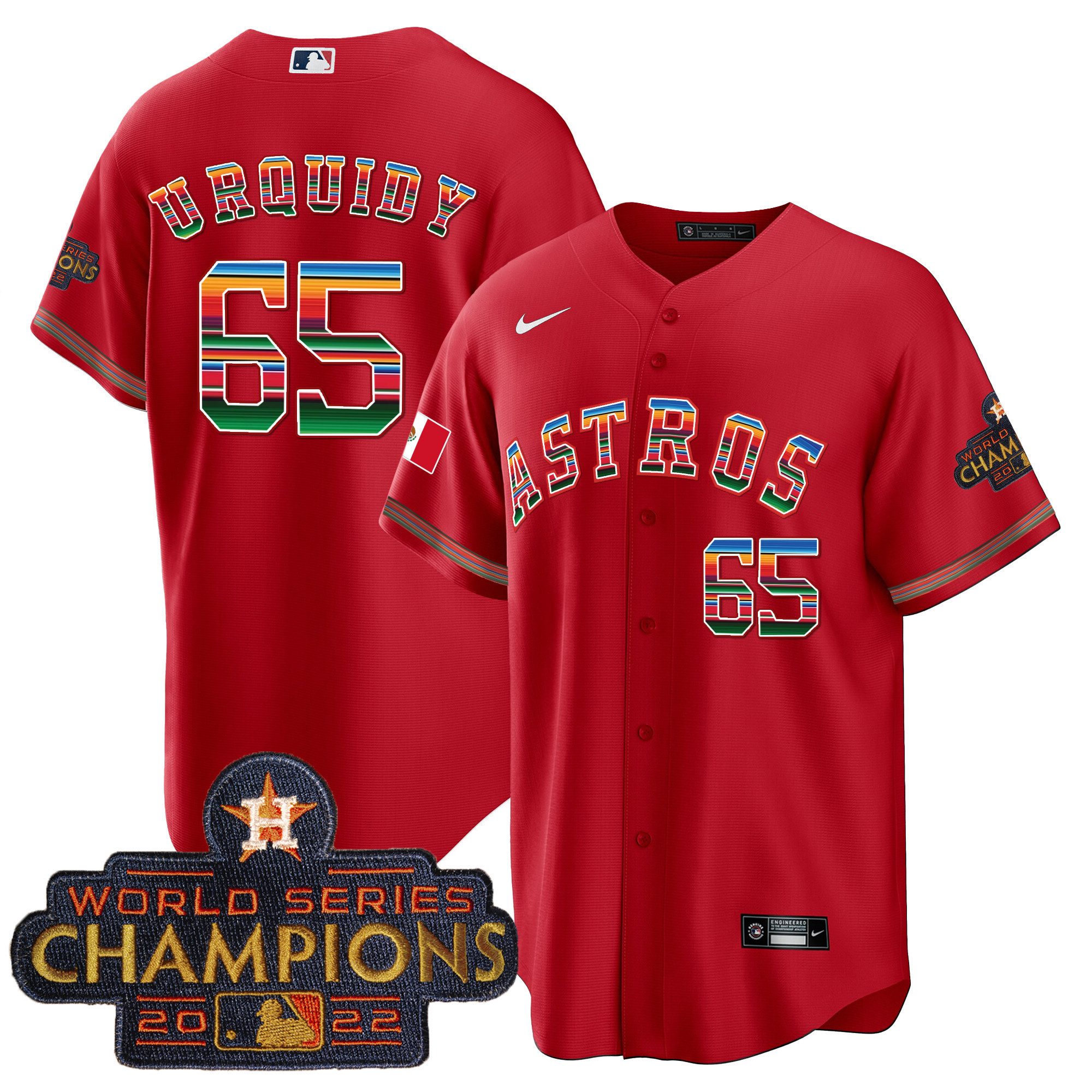Youth's Astros Mexico Cool Base Limited Jersey - All Stitched - Image 39
